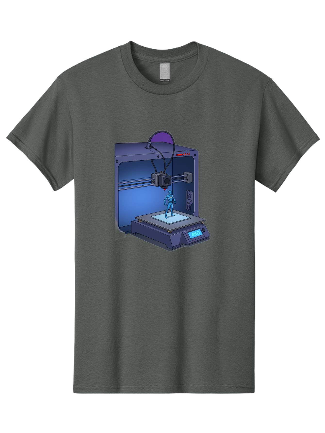3D-Printer-10 Men'S Graphic Tee, 100% Cotton, Comfortable Casual Summer Wear, Machine Washable, 3D Printing Technology, Futuristic Design, Robotic Figure, Precise Manufacturing, Innovative Machinery, Additive Manufacturing, Ako Baa003