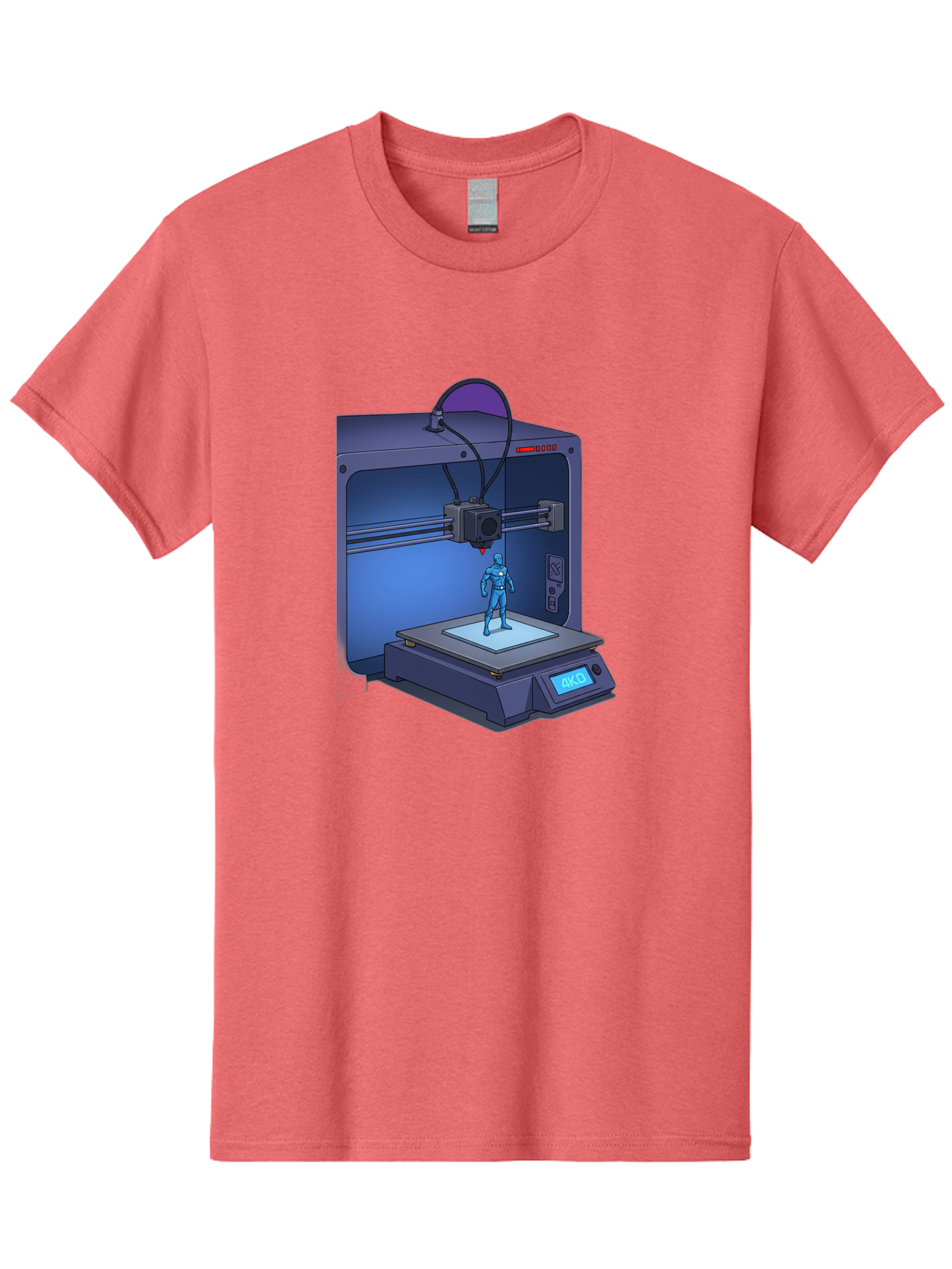 3D-Printer-10 Men'S Graphic Tee, 100% Cotton, Comfortable Casual Summer Wear, Machine Washable, 3D Printing Technology, Futuristic Design, Robotic Figure, Precise Manufacturing, Innovative Machinery, Additive Manufacturing, Ako Baa003