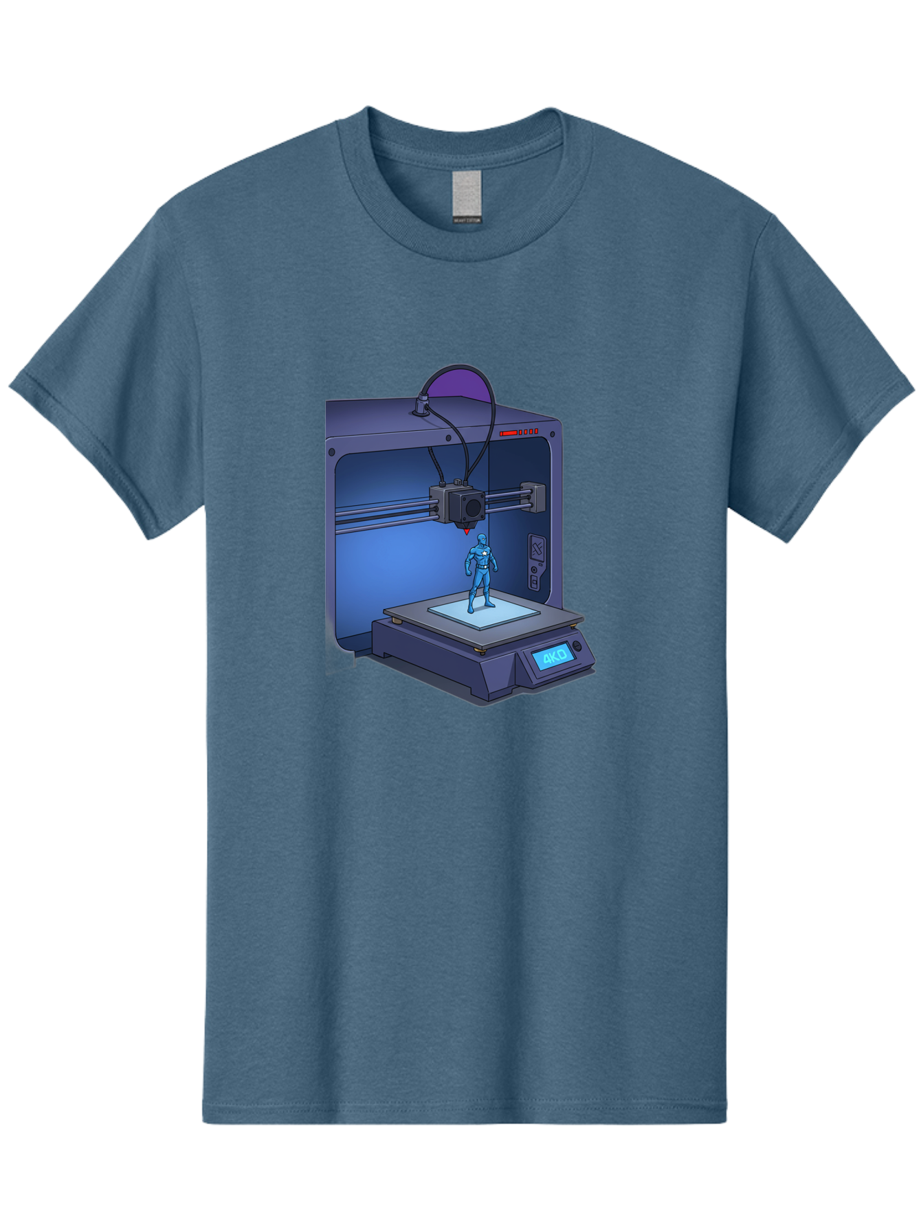 3D-Printer-10 Men'S Graphic Tee, 100% Cotton, Comfortable Casual Summer Wear, Machine Washable, 3D Printing Technology, Futuristic Design, Robotic Figure, Precise Manufacturing, Innovative Machinery, Additive Manufacturing, Ako Baa003