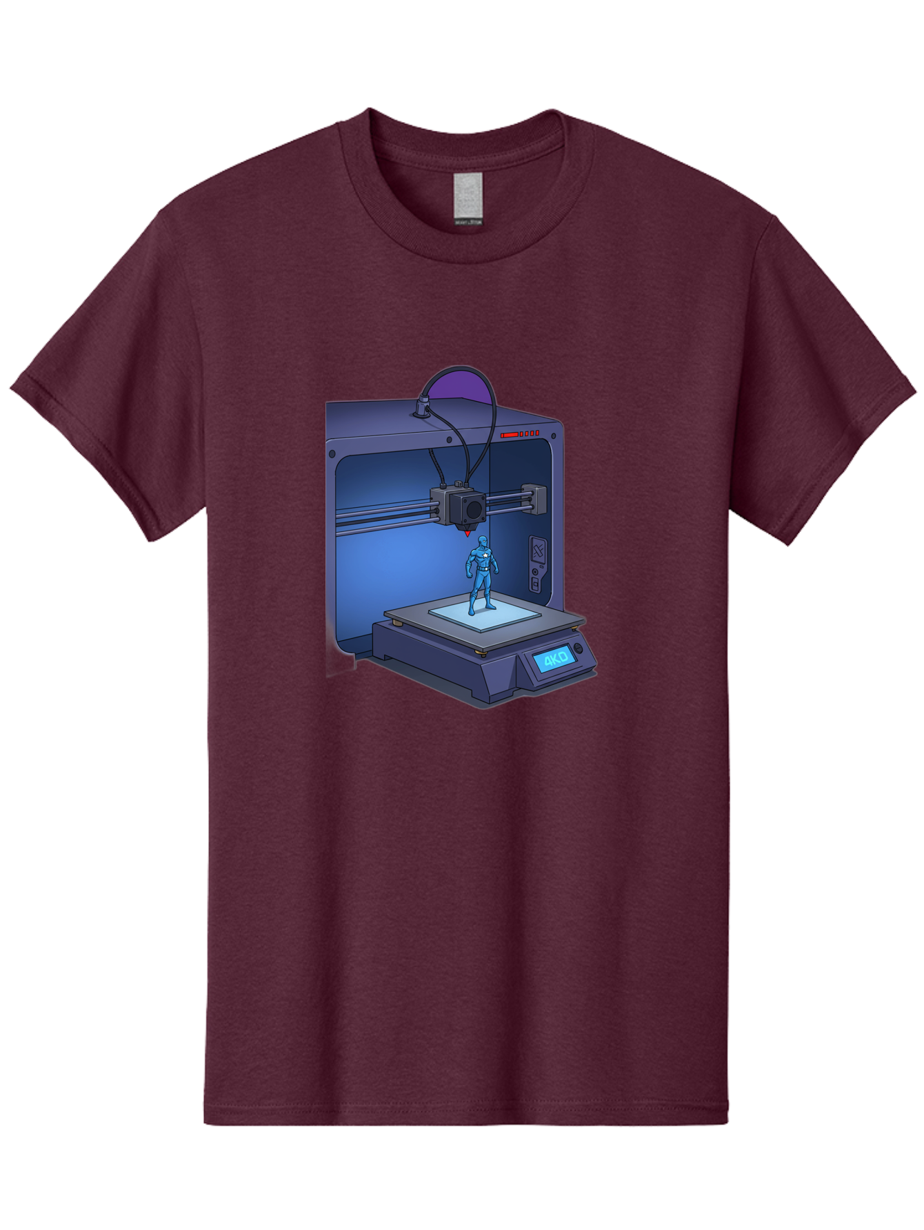 3D-Printer-10 Men'S Graphic Tee, 100% Cotton, Comfortable Casual Summer Wear, Machine Washable, 3D Printing Technology, Futuristic Design, Robotic Figure, Precise Manufacturing, Innovative Machinery, Additive Manufacturing, Ako Baa003