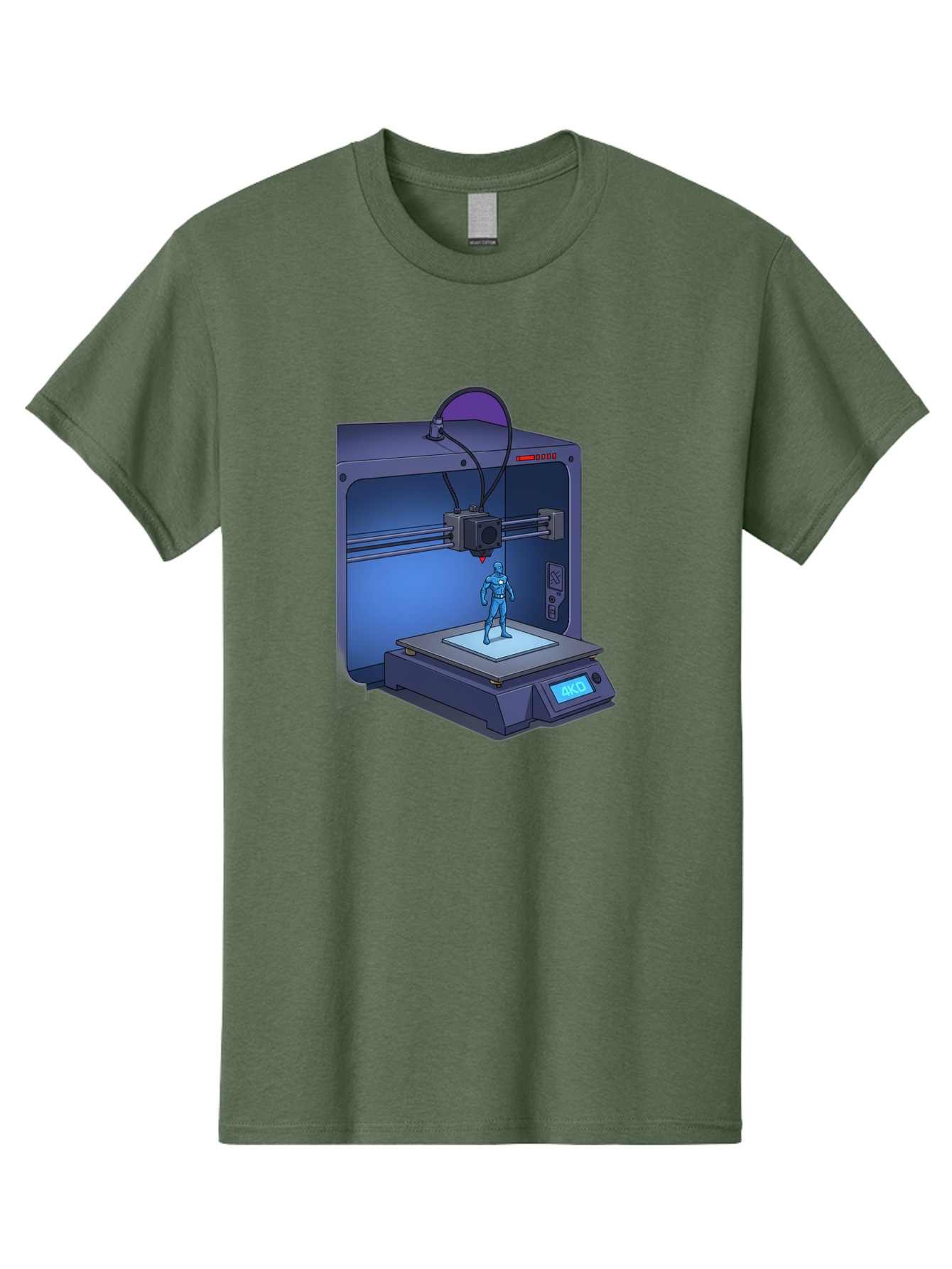 3D-Printer-10 Men'S Graphic Tee, 100% Cotton, Comfortable Casual Summer Wear, Machine Washable, 3D Printing Technology, Futuristic Design, Robotic Figure, Precise Manufacturing, Innovative Machinery, Additive Manufacturing, Ako Baa003