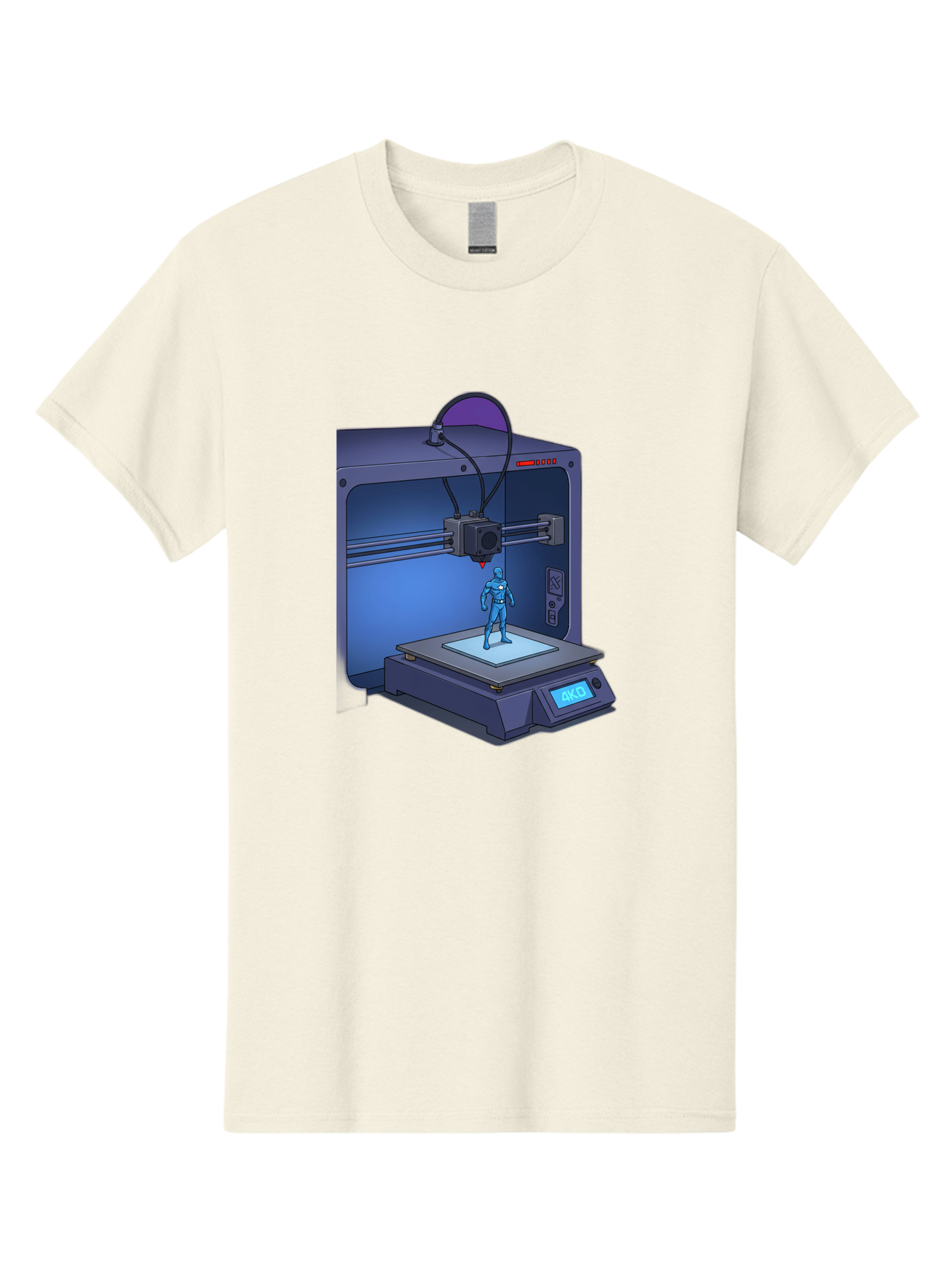 3D-Printer-10 Men'S Graphic Tee, 100% Cotton, Comfortable Casual Summer Wear, Machine Washable, 3D Printing Technology, Futuristic Design, Robotic Figure, Precise Manufacturing, Innovative Machinery, Additive Manufacturing, Ako Baa003