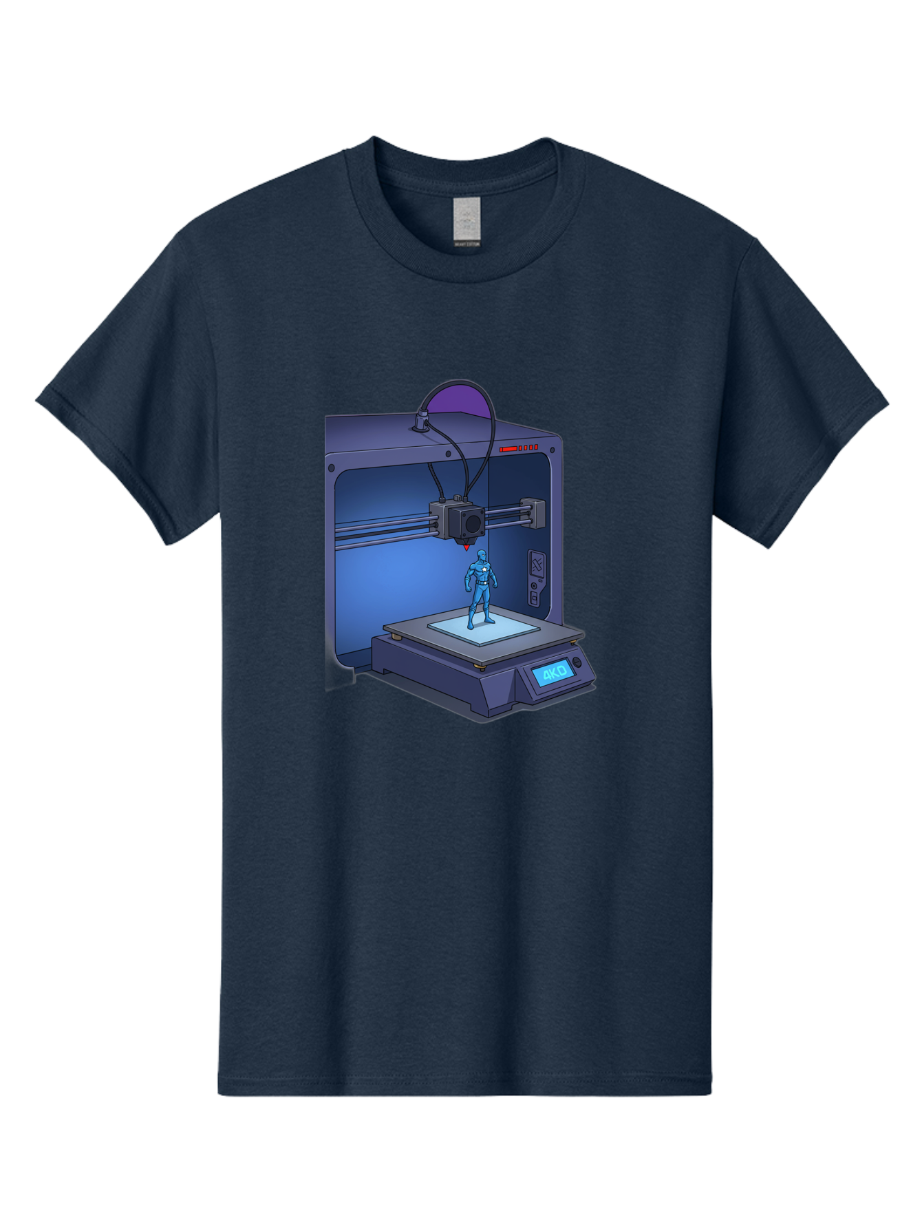 3D-Printer-10 Men'S Graphic Tee, 100% Cotton, Comfortable Casual Summer Wear, Machine Washable, 3D Printing Technology, Futuristic Design, Robotic Figure, Precise Manufacturing, Innovative Machinery, Additive Manufacturing, Ako Baa003