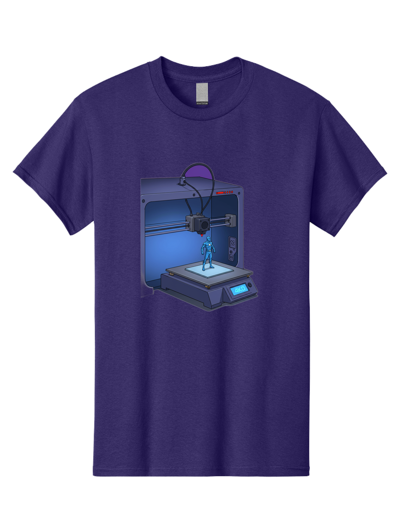 3D-Printer-10 Men'S Graphic Tee, 100% Cotton, Comfortable Casual Summer Wear, Machine Washable, 3D Printing Technology, Futuristic Design, Robotic Figure, Precise Manufacturing, Innovative Machinery, Additive Manufacturing, Ako Baa003