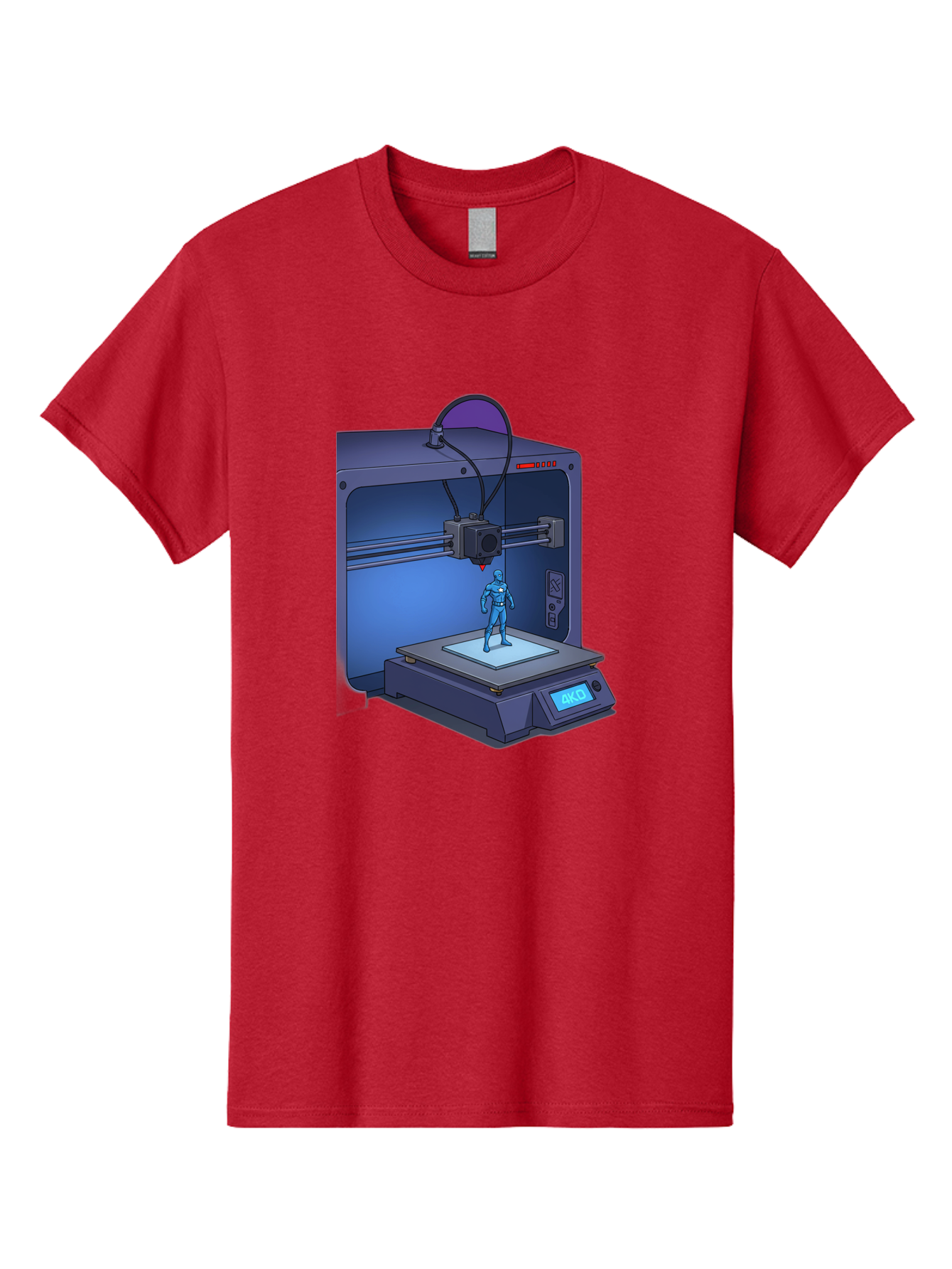 3D-Printer-10 Men'S Graphic Tee, 100% Cotton, Comfortable Casual Summer Wear, Machine Washable, 3D Printing Technology, Futuristic Design, Robotic Figure, Precise Manufacturing, Innovative Machinery, Additive Manufacturing, Ako Baa003