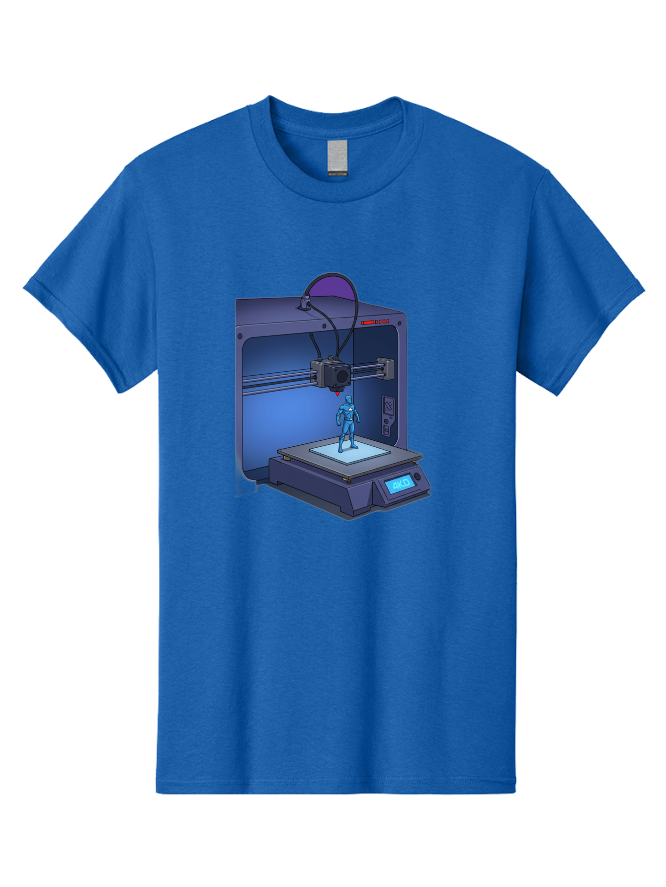 3D-Printer-10 Men'S Graphic Tee, 100% Cotton, Comfortable Casual Summer Wear, Machine Washable, 3D Printing Technology, Futuristic Design, Robotic Figure, Precise Manufacturing, Innovative Machinery, Additive Manufacturing, Ako Baa003