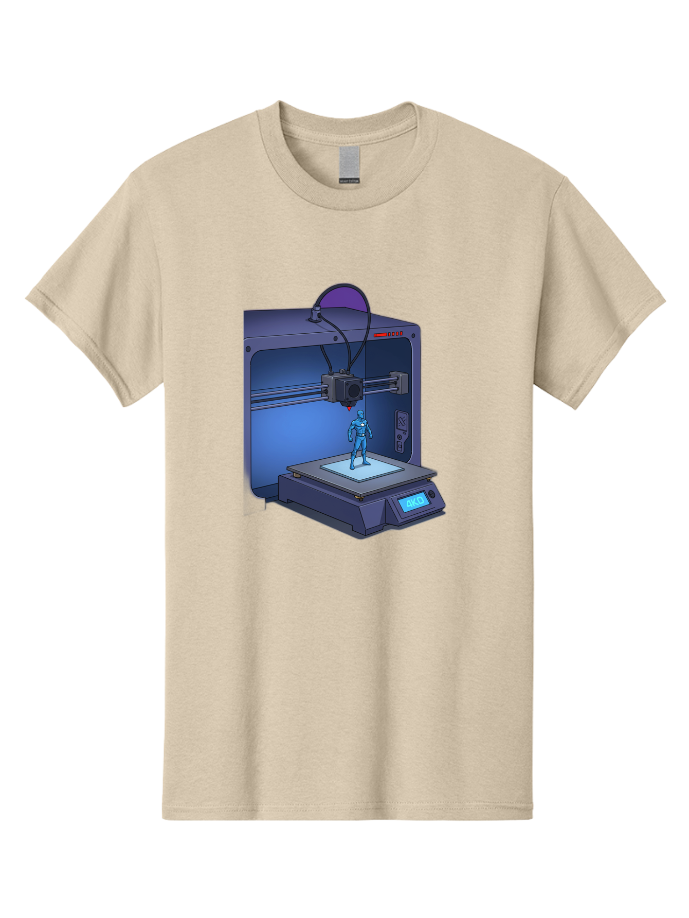 3D-Printer-10 Men'S Graphic Tee, 100% Cotton, Comfortable Casual Summer Wear, Machine Washable, 3D Printing Technology, Futuristic Design, Robotic Figure, Precise Manufacturing, Innovative Machinery, Additive Manufacturing, Ako Baa003