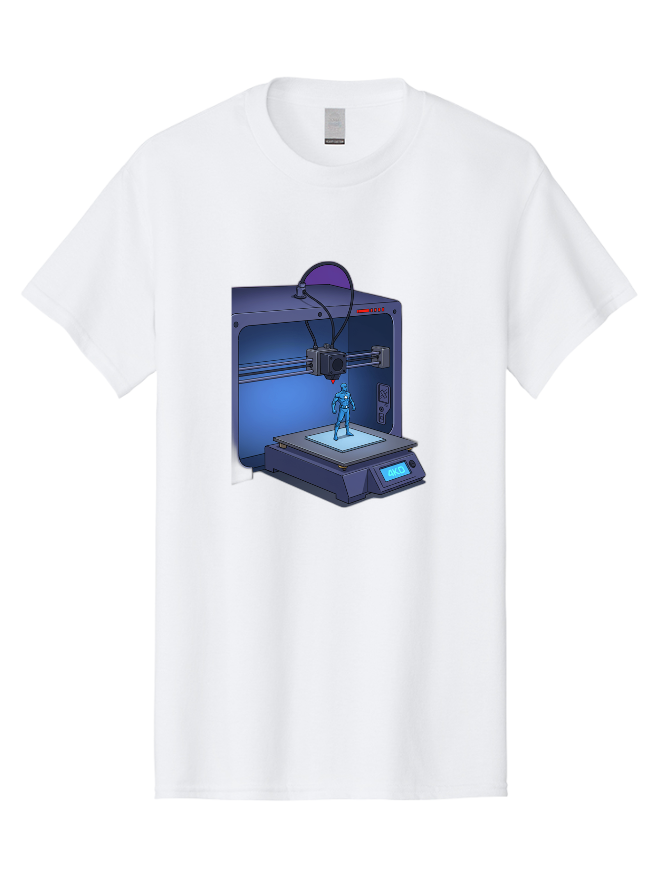 3D-Printer-10 Men'S Graphic Tee, 100% Cotton, Comfortable Casual Summer Wear, Machine Washable, 3D Printing Technology, Futuristic Design, Robotic Figure, Precise Manufacturing, Innovative Machinery, Additive Manufacturing, Ako Baa003