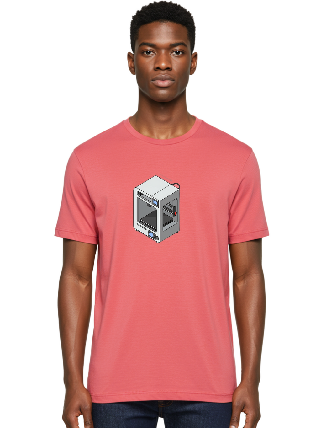3D-Printer-11 Men'S Graphic Tee, 100% Cotton, Comfortable Casual Summer Wear, Machine Washable, 3D Printing Technology, Additive Manufacturing, Rapid Prototyping, Digital Fabrication, Futuristic Design, Modern Machinery, Precision Engineering, Baa004