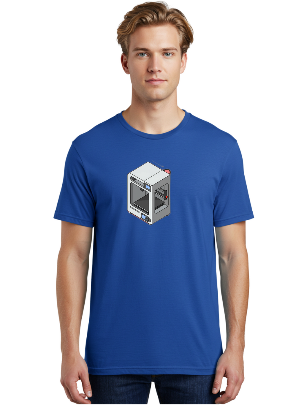 3D-Printer-11 Men'S Graphic Tee, 100% Cotton, Comfortable Casual Summer Wear, Machine Washable, 3D Printing Technology, Additive Manufacturing, Rapid Prototyping, Digital Fabrication, Futuristic Design, Modern Machinery, Precision Engineering, Baa004
