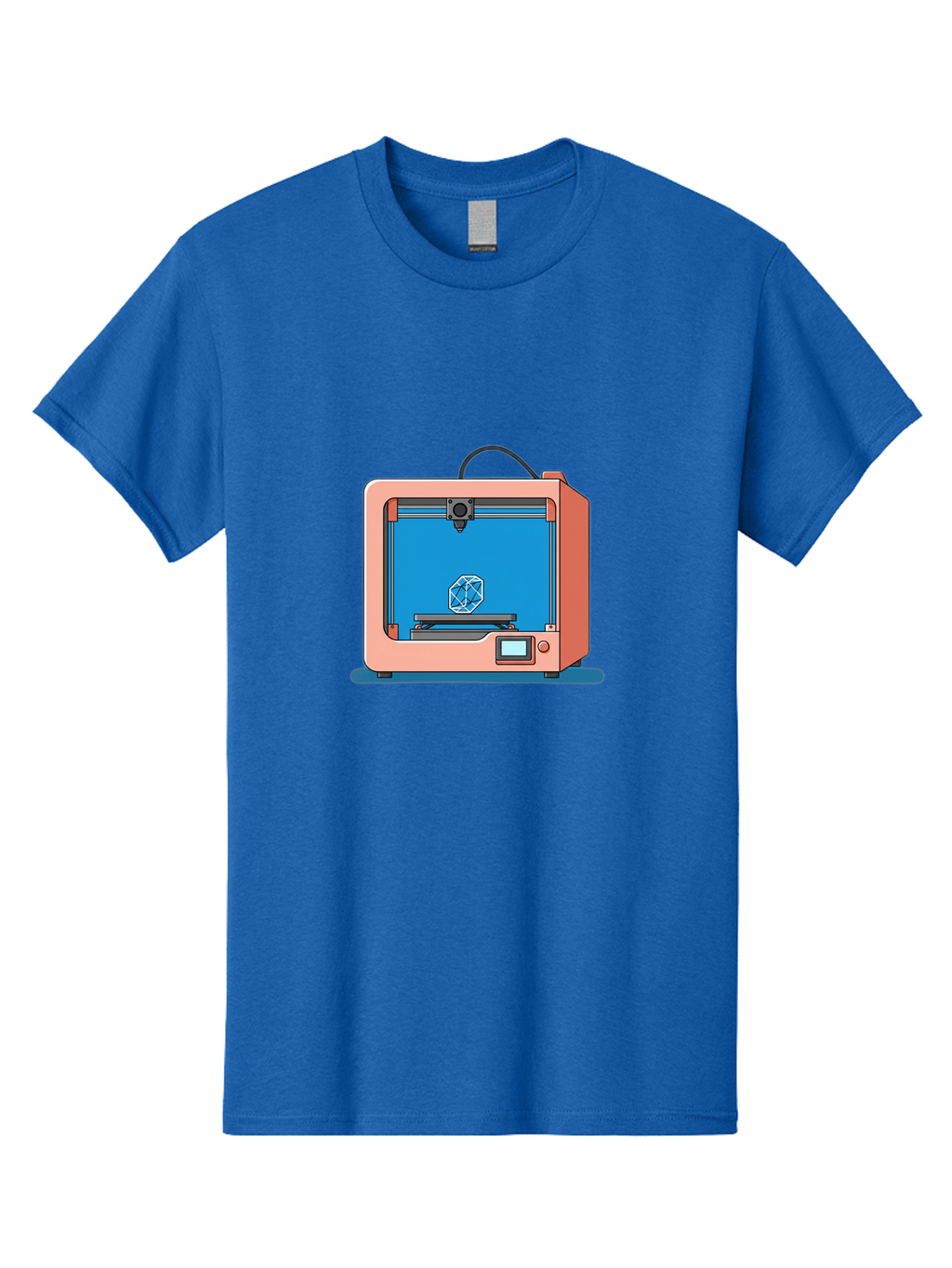 3D-Printer-13 Men'S Graphic Tee, 100% Cotton, Comfortable Casual Summer Wear, Machine Washable, 3D Printing Technology, Additive Manufacturing, Digital Fabrication, Prototype Development, Product Design, Geometric Object, 3D Modeling Baa006