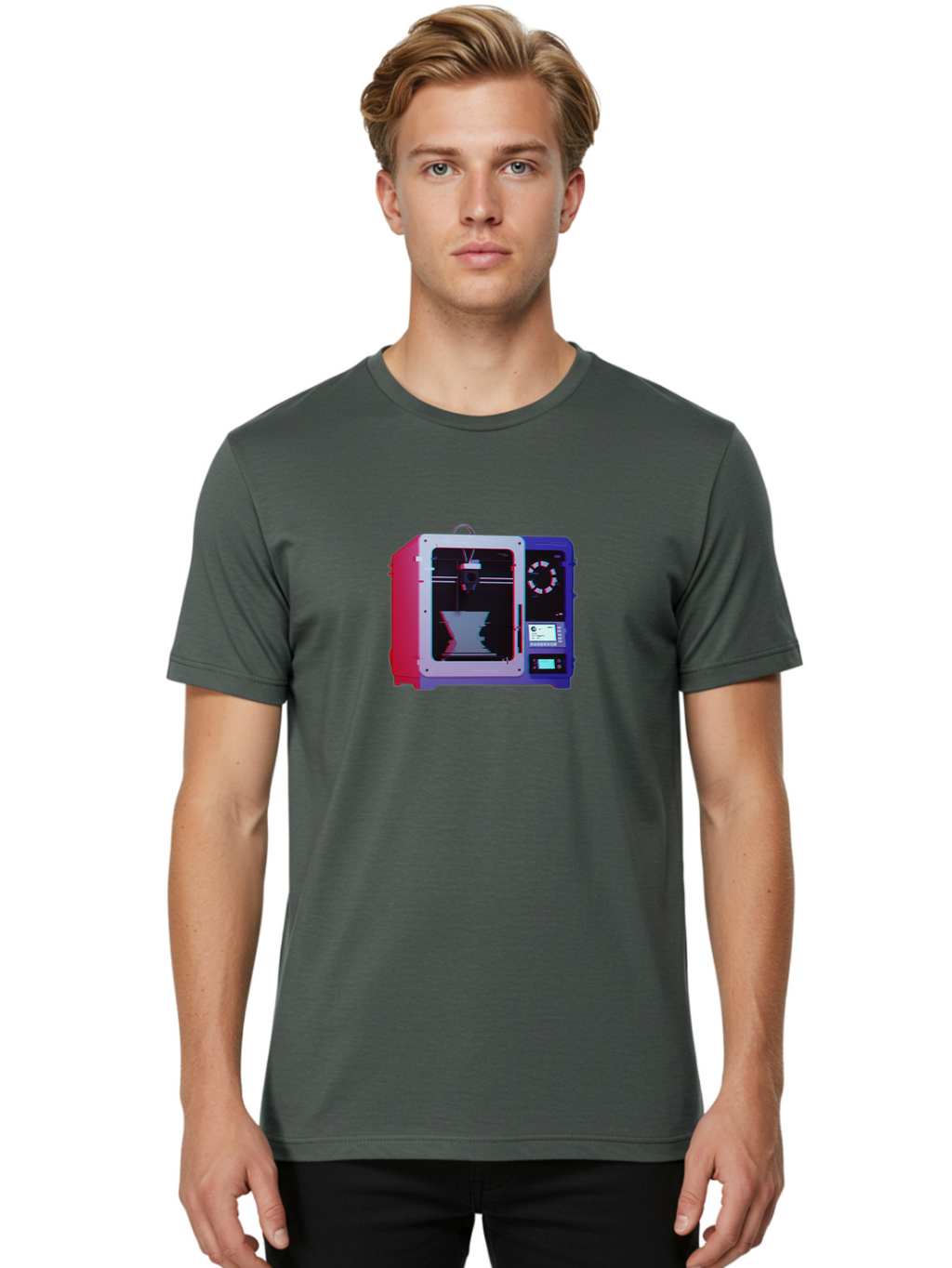 3D-Printer-15 Men'S Graphic Tee, 100% Cotton, Comfortable Casual Summer Wear, Machine Washable, 3D Printing Technology, Additive Manufacturing, Futuristic Design, Digital Fabrication, Rapid Prototyping, Custom Parts, Innovative Machinery Baa008