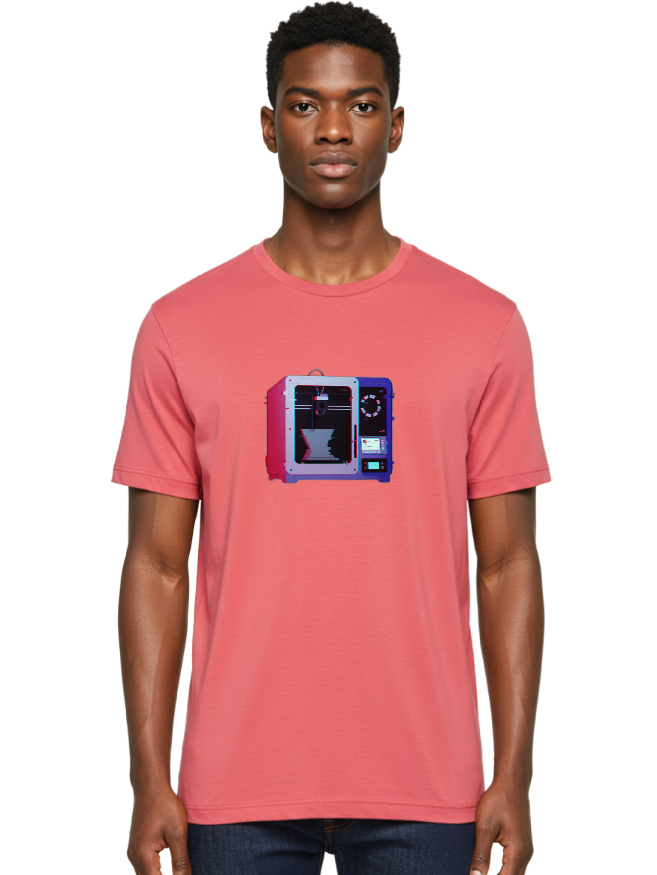 3D-Printer-15 Men'S Graphic Tee, 100% Cotton, Comfortable Casual Summer Wear, Machine Washable, 3D Printing Technology, Additive Manufacturing, Futuristic Design, Digital Fabrication, Rapid Prototyping, Custom Parts, Innovative Machinery Baa008