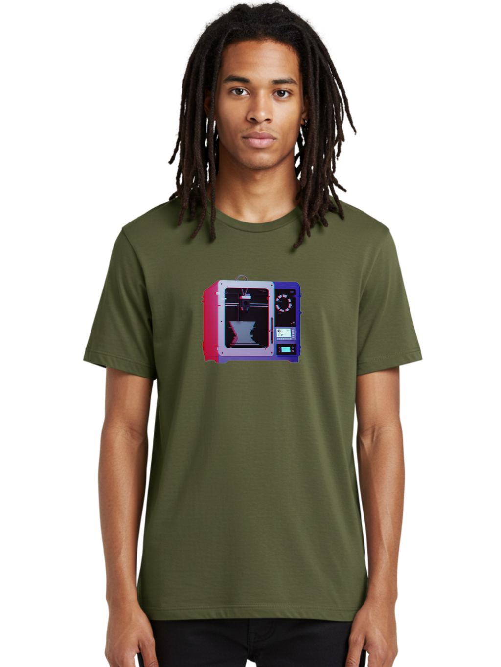 3D-Printer-15 Men'S Graphic Tee, 100% Cotton, Comfortable Casual Summer Wear, Machine Washable, 3D Printing Technology, Additive Manufacturing, Futuristic Design, Digital Fabrication, Rapid Prototyping, Custom Parts, Innovative Machinery Baa008
