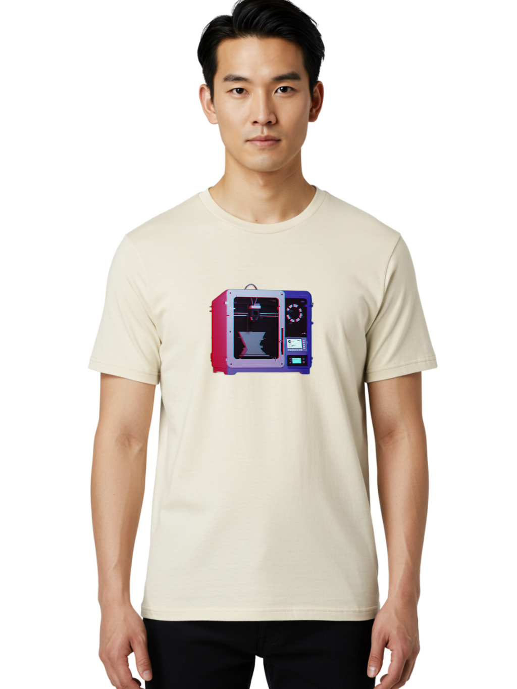 3D-Printer-15 Men'S Graphic Tee, 100% Cotton, Comfortable Casual Summer Wear, Machine Washable, 3D Printing Technology, Additive Manufacturing, Futuristic Design, Digital Fabrication, Rapid Prototyping, Custom Parts, Innovative Machinery Baa008