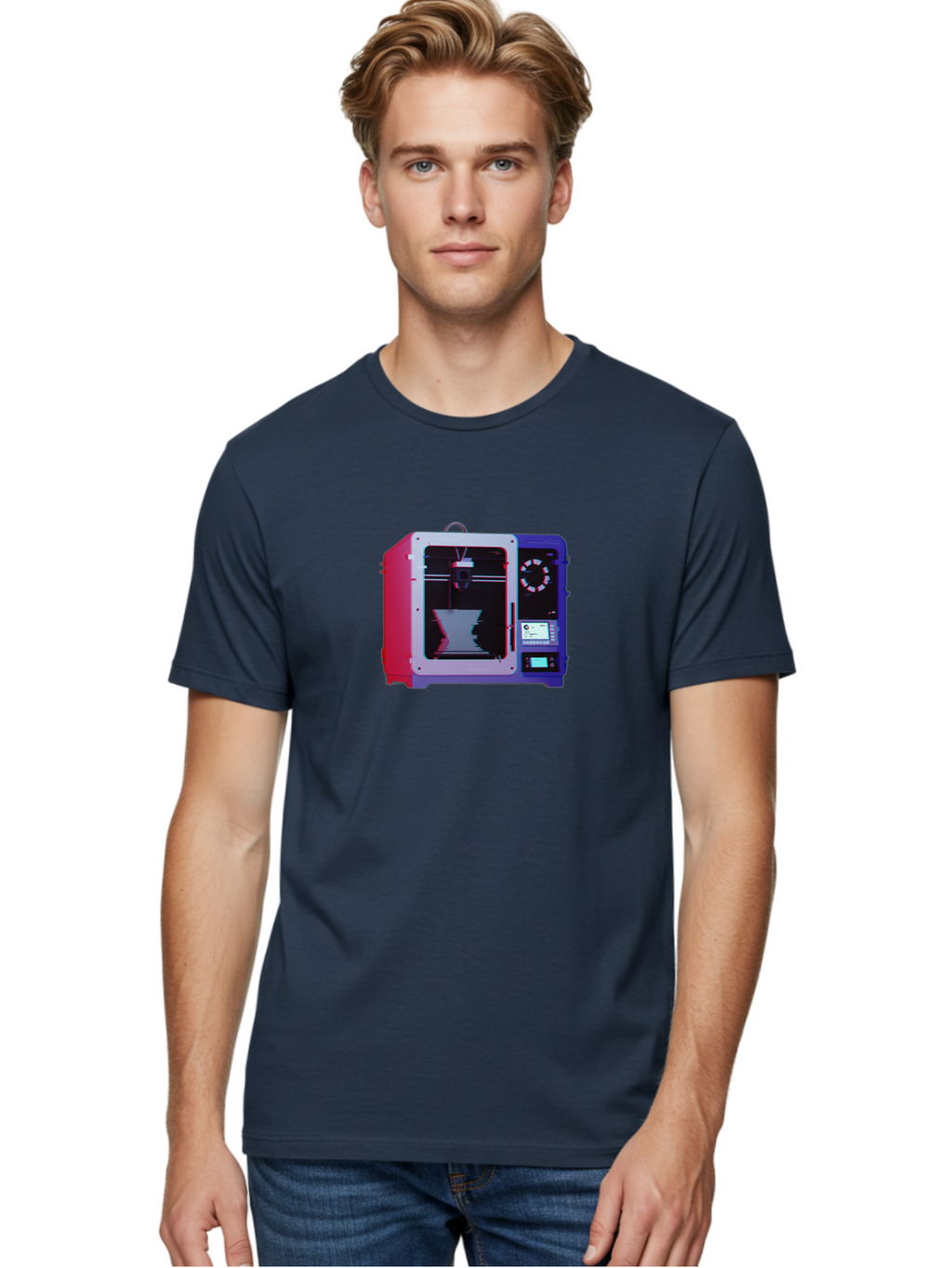 3D-Printer-15 Men'S Graphic Tee, 100% Cotton, Comfortable Casual Summer Wear, Machine Washable, 3D Printing Technology, Additive Manufacturing, Futuristic Design, Digital Fabrication, Rapid Prototyping, Custom Parts, Innovative Machinery Baa008