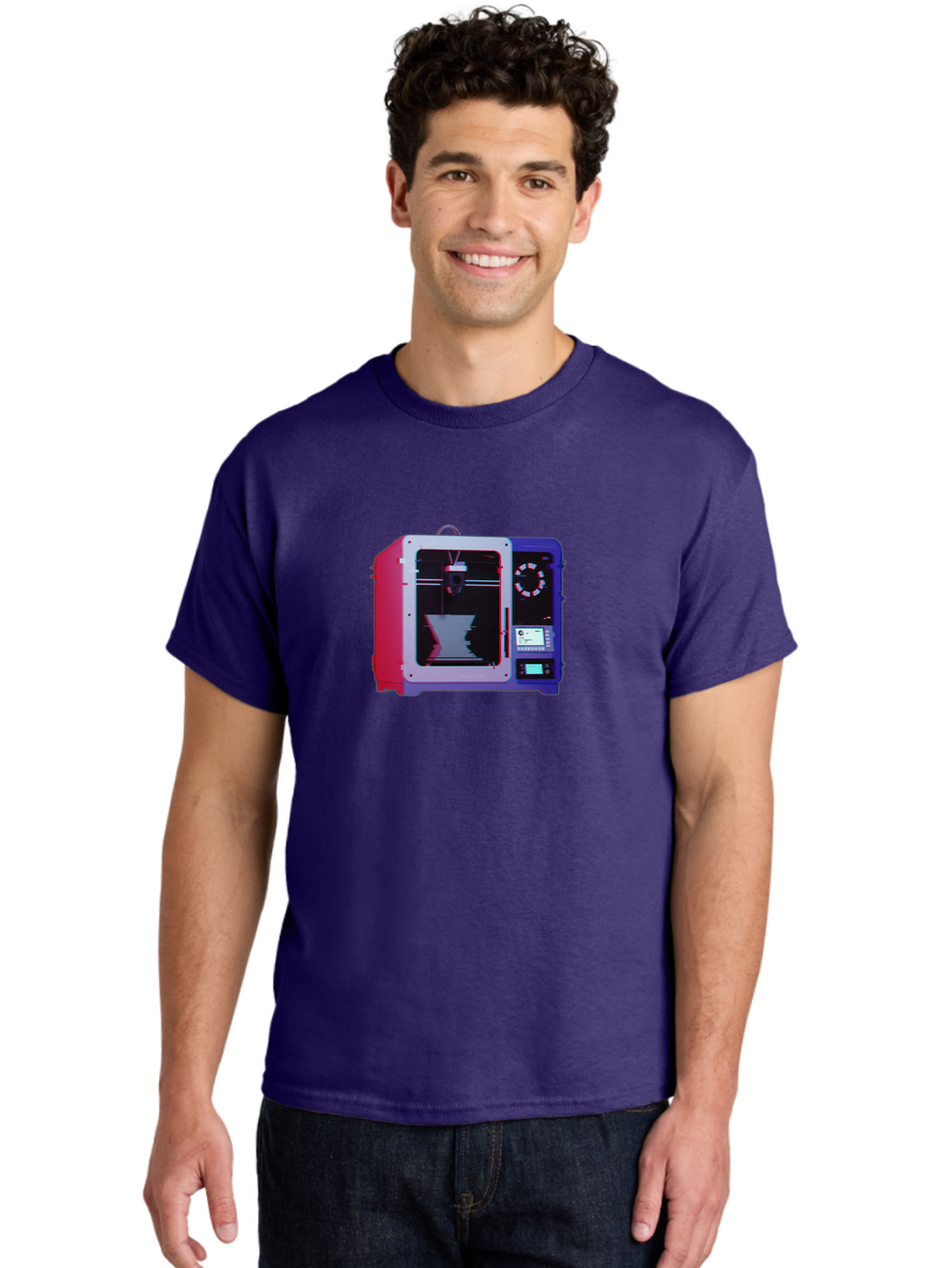 3D-Printer-15 Men'S Graphic Tee, 100% Cotton, Comfortable Casual Summer Wear, Machine Washable, 3D Printing Technology, Additive Manufacturing, Futuristic Design, Digital Fabrication, Rapid Prototyping, Custom Parts, Innovative Machinery Baa008