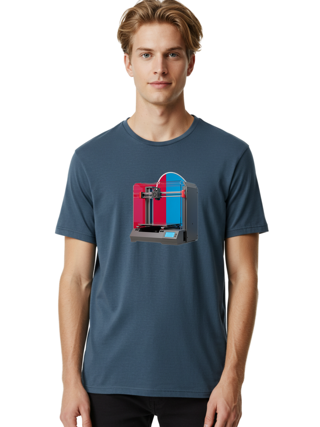 3D-Printer-16 Men'S Graphic Tee, 100% Cotton, Comfortable Casual Summer Wear, Machine Washable, 3D Printing Technology, Rapid Prototyping, Digital Fabrication, Additive Manufacturing, Printer Machine, Futuristic Design, Modern Innovation, Baa009