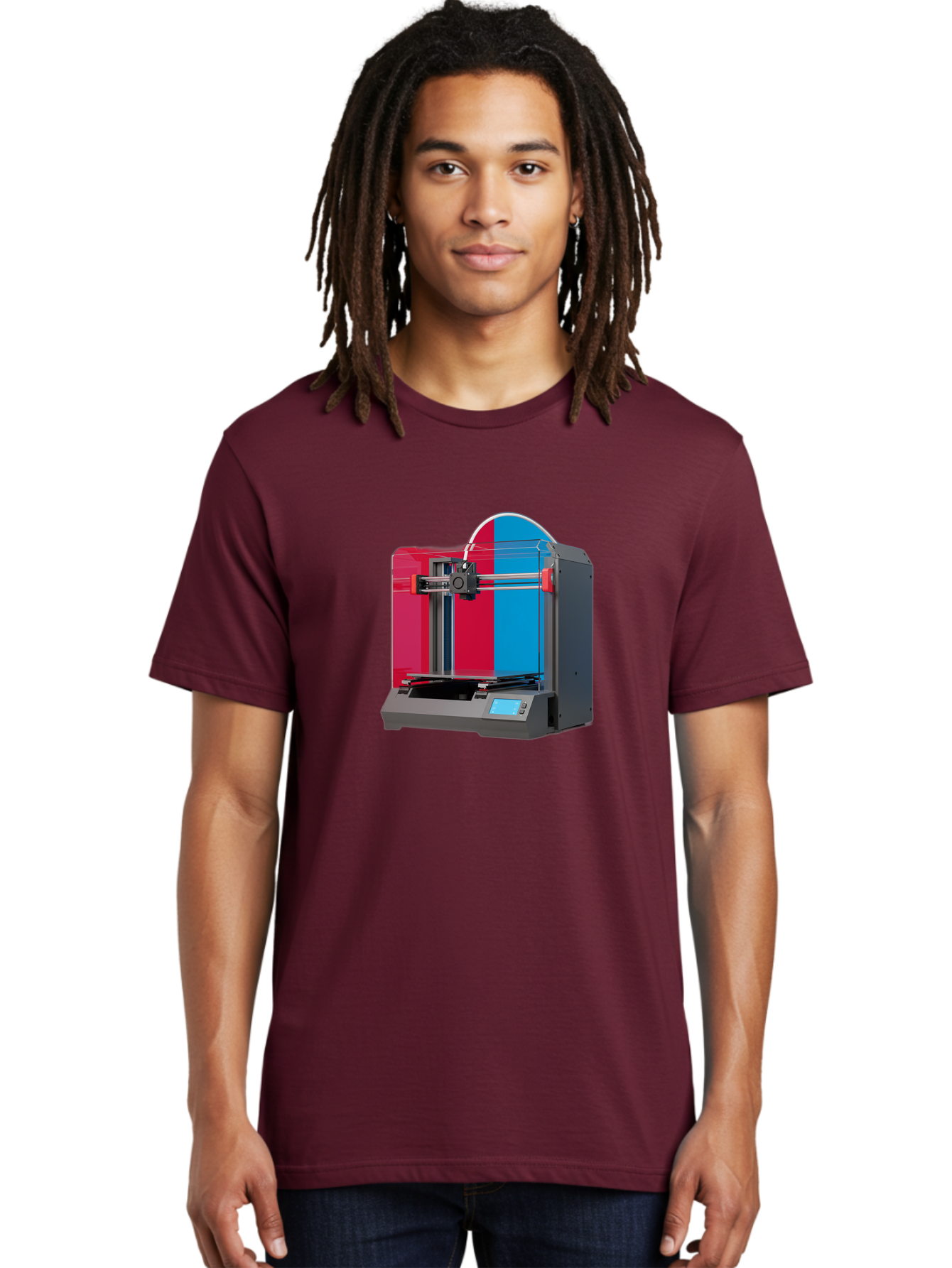 3D-Printer-16 Men'S Graphic Tee, 100% Cotton, Comfortable Casual Summer Wear, Machine Washable, 3D Printing Technology, Rapid Prototyping, Digital Fabrication, Additive Manufacturing, Printer Machine, Futuristic Design, Modern Innovation, Baa009