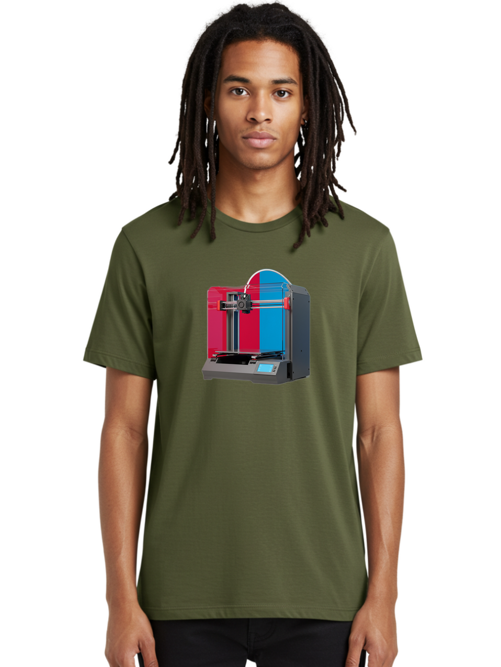 3D-Printer-16 Men'S Graphic Tee, 100% Cotton, Comfortable Casual Summer Wear, Machine Washable, 3D Printing Technology, Rapid Prototyping, Digital Fabrication, Additive Manufacturing, Printer Machine, Futuristic Design, Modern Innovation, Baa009