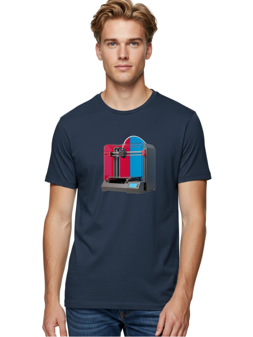 3D-Printer-16 Men'S Graphic Tee, 100% Cotton, Comfortable Casual Summer Wear, Machine Washable, 3D Printing Technology, Rapid Prototyping, Digital Fabrication, Additive Manufacturing, Printer Machine, Futuristic Design, Modern Innovation, Baa009