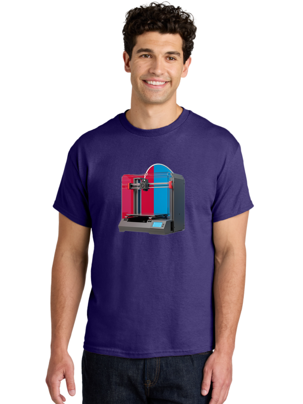 3D-Printer-16 Men'S Graphic Tee, 100% Cotton, Comfortable Casual Summer Wear, Machine Washable, 3D Printing Technology, Rapid Prototyping, Digital Fabrication, Additive Manufacturing, Printer Machine, Futuristic Design, Modern Innovation, Baa009
