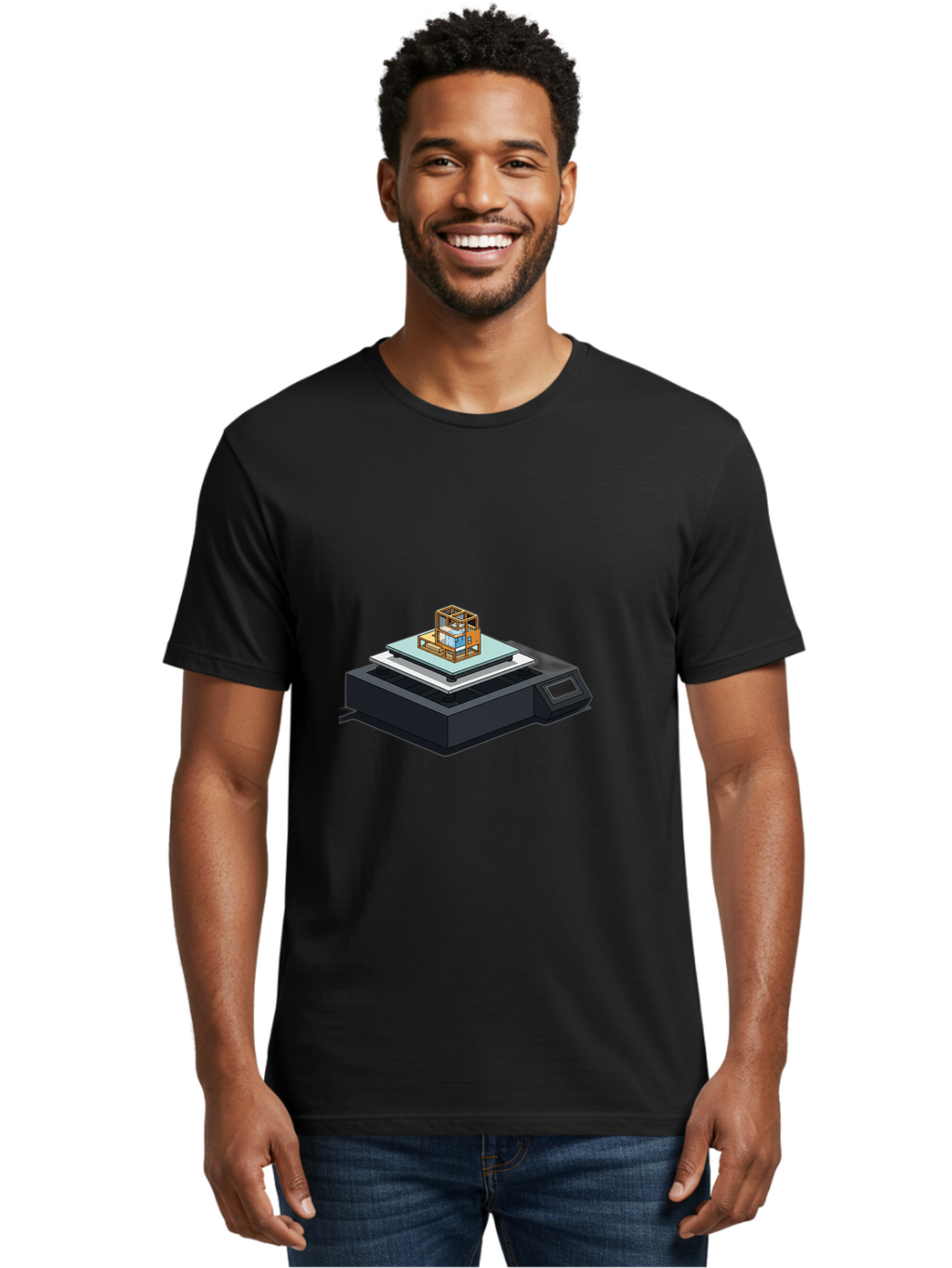 3D-Printer-19 Men'S Graphic Tee, 100% Cotton, Comfortable Casual Summer Wear, Machine Washable, 3D Printing Technology, Additive Manufacturing, Prototype Development, Rapid Prototyping, 3D Modeling, Futuristic Design, Innovative Printing, Baa012
