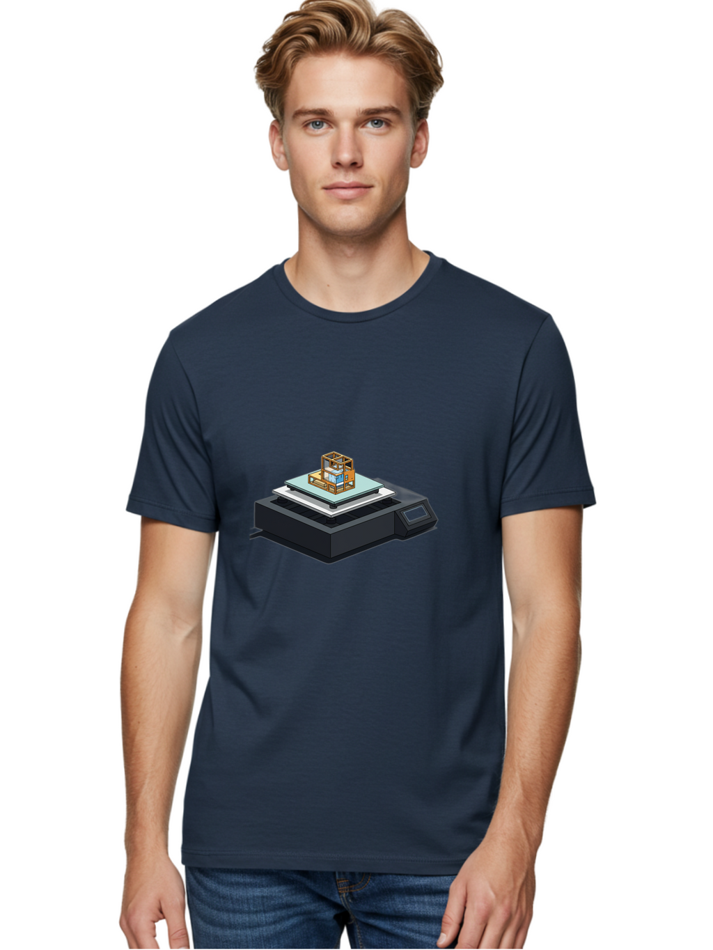 3D-Printer-19 Men'S Graphic Tee, 100% Cotton, Comfortable Casual Summer Wear, Machine Washable, 3D Printing Technology, Additive Manufacturing, Prototype Development, Rapid Prototyping, 3D Modeling, Futuristic Design, Innovative Printing, Baa012