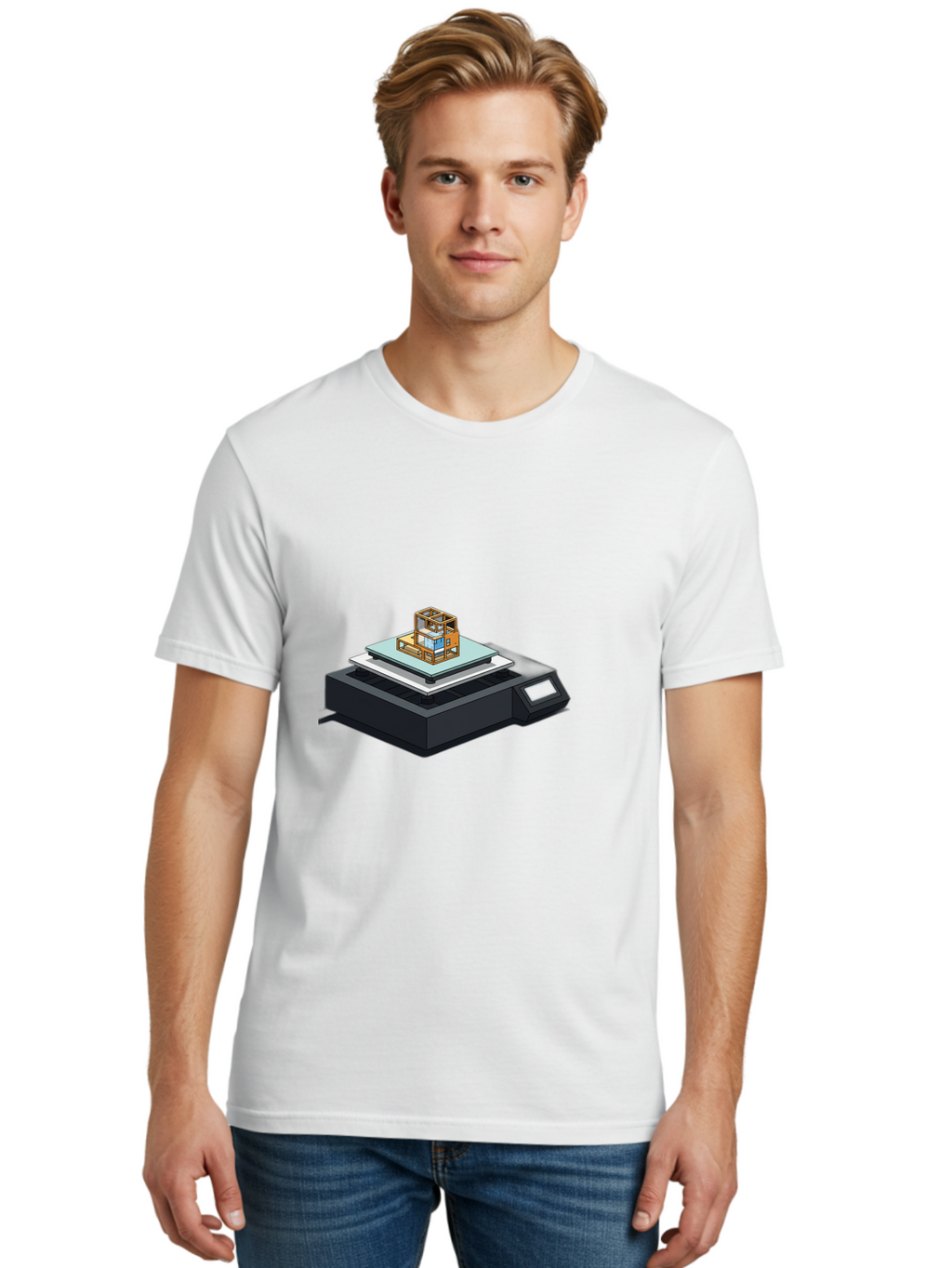 3D-Printer-19 Men'S Graphic Tee, 100% Cotton, Comfortable Casual Summer Wear, Machine Washable, 3D Printing Technology, Additive Manufacturing, Prototype Development, Rapid Prototyping, 3D Modeling, Futuristic Design, Innovative Printing, Baa012