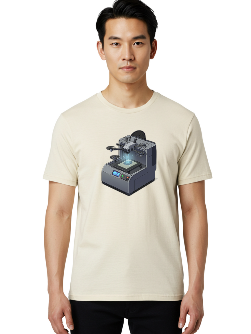 3D-Printer-20 Men'S Graphic Tee, 100% Cotton, Comfortable Casual Summer Wear, Machine Washable, 3D Printing Technology, Futuristic Design, Digital Fabrication, Rapid Prototyping, Additive Manufacturing, Drone Assembly, Robotic Arms, Baa014