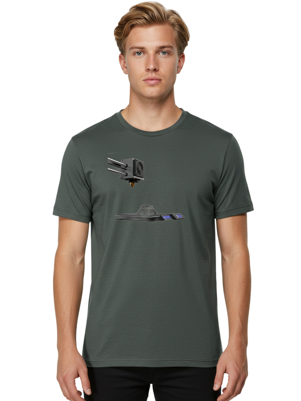 3D-Printer-21 Men'S Graphic Tee, 100% Cotton, Comfortable Casual Summer Wear, Machine Washable, 3D Printing Technology, Additive Manufacturing, Digital Fabrication, Printer Head, 3D Model Creation, Modern Innovation, Futuristic Design, Baa015