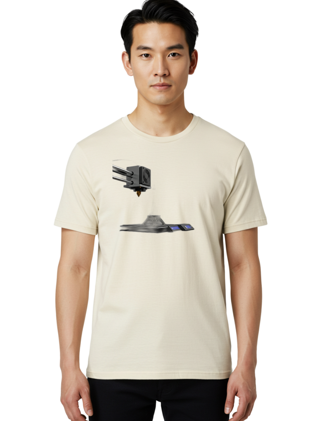 3D-Printer-21 Men'S Graphic Tee, 100% Cotton, Comfortable Casual Summer Wear, Machine Washable, 3D Printing Technology, Additive Manufacturing, Digital Fabrication, Printer Head, 3D Model Creation, Modern Innovation, Futuristic Design, Baa015