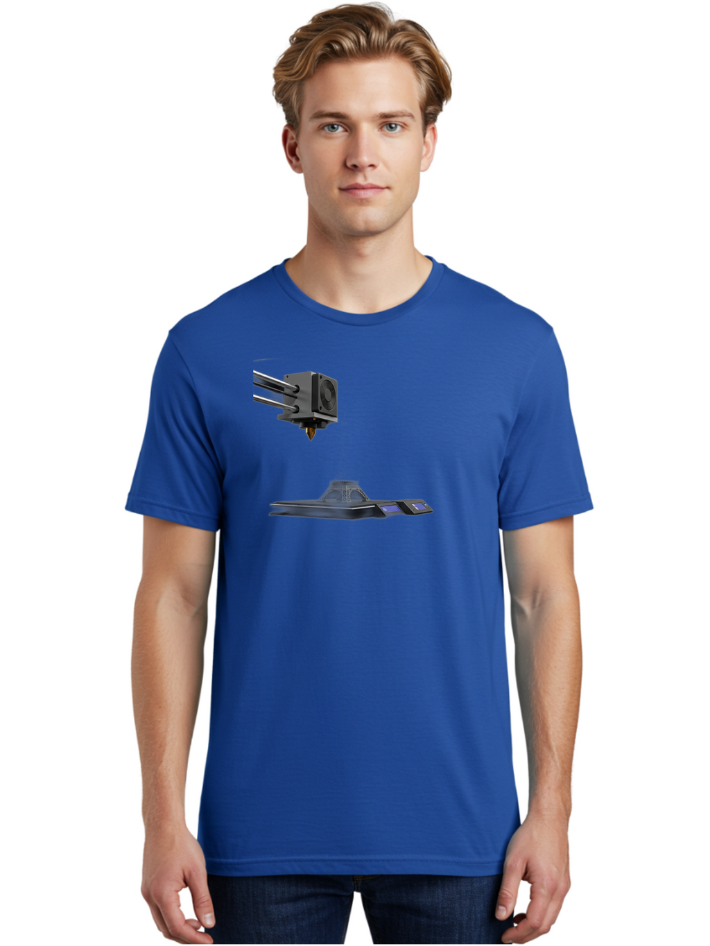3D-Printer-21 Men'S Graphic Tee, 100% Cotton, Comfortable Casual Summer Wear, Machine Washable, 3D Printing Technology, Additive Manufacturing, Digital Fabrication, Printer Head, 3D Model Creation, Modern Innovation, Futuristic Design, Baa015