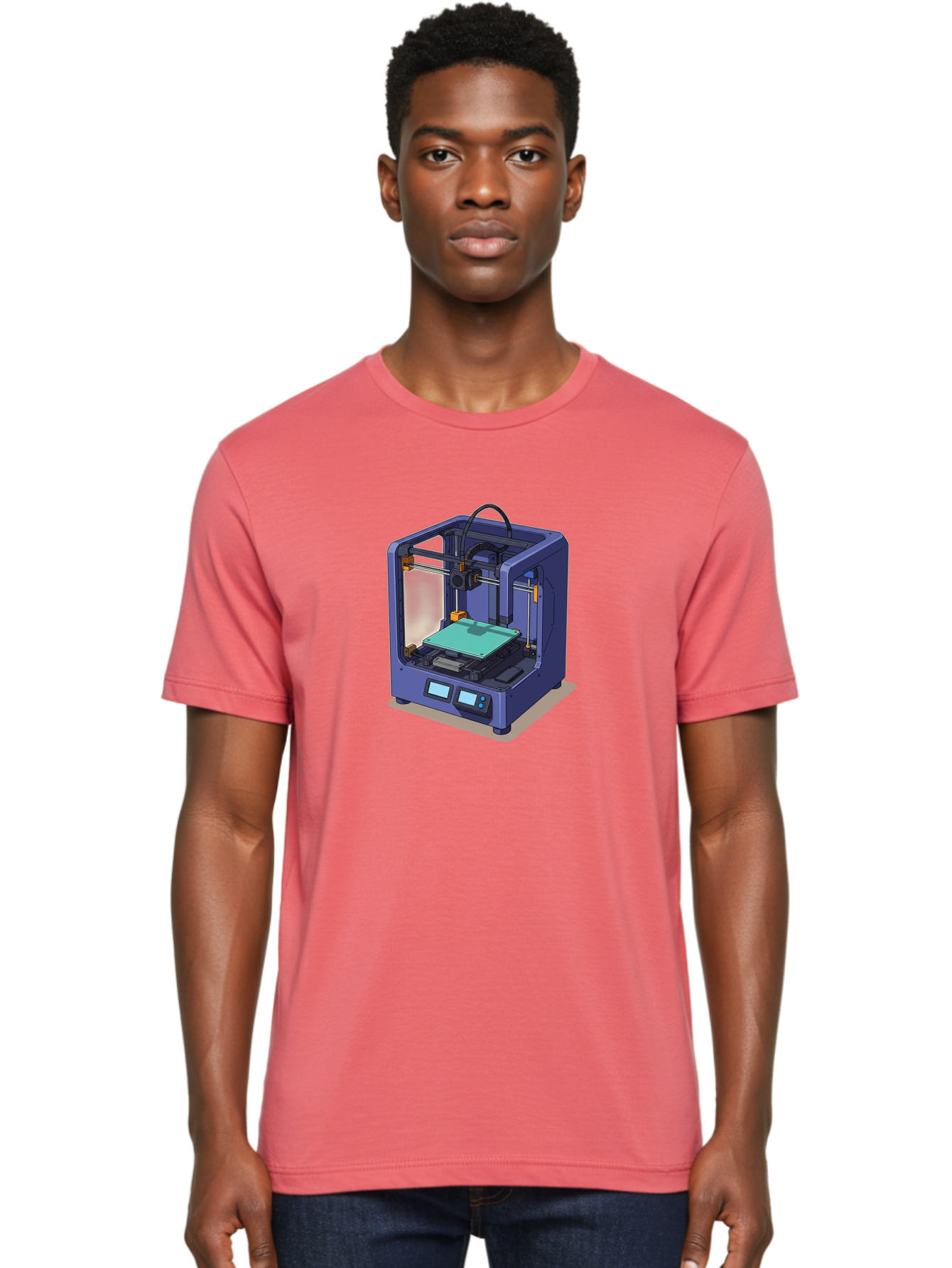 3D-Printer-26 Men'S Graphic Tee, 100% Cotton, Comfortable Casual Summer Wear, Machine Washable, 3D Printing Technology, Additive Manufacturing, Digital Fabrication, Rapid Prototyping, Custom Parts, Innovative Design, Futuristic Machinery, Baa020