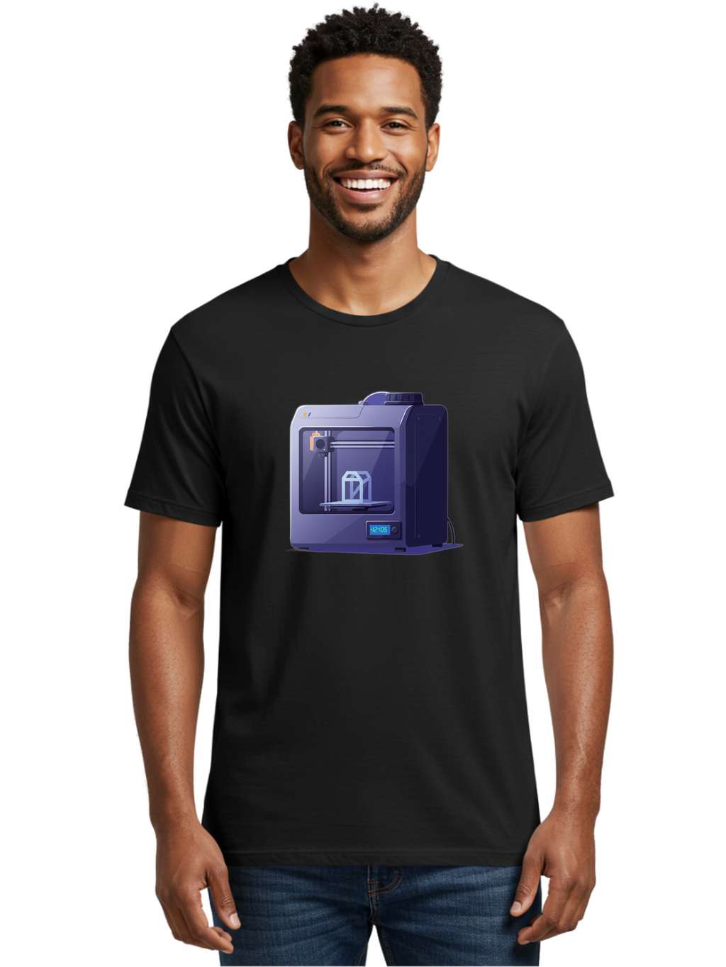 3D-Printer-31 Men'S Graphic Tee, 100% Cotton, Comfortable Casual Summer Wear, Machine Washable, 3D Printing Technology, Additive Manufacturing, Digital Fabrication, 3D Modeling, Prototyping, Product Design, 3D Printing Process, 12:10:51 Baa026