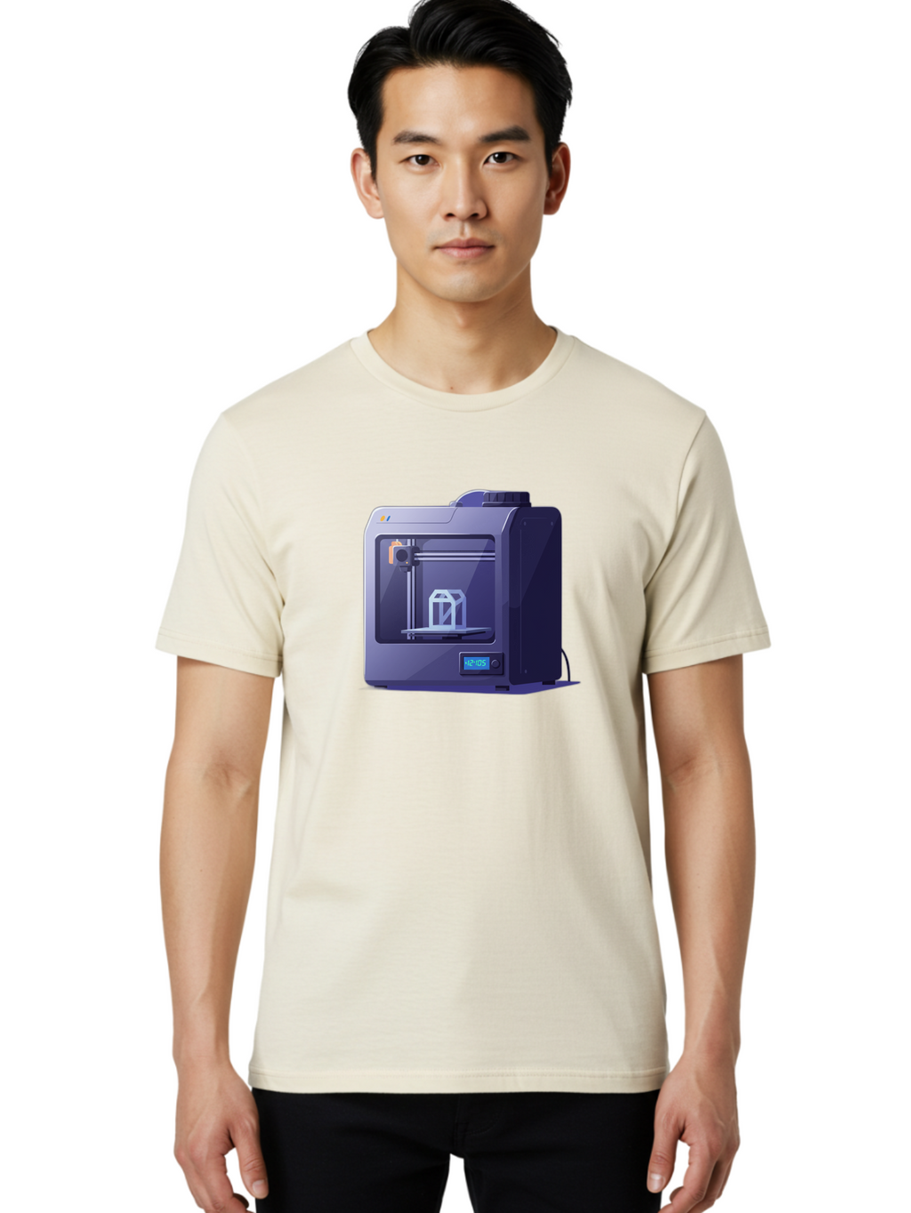 3D-Printer-31 Men'S Graphic Tee, 100% Cotton, Comfortable Casual Summer Wear, Machine Washable, 3D Printing Technology, Additive Manufacturing, Digital Fabrication, 3D Modeling, Prototyping, Product Design, 3D Printing Process, 12:10:51 Baa026