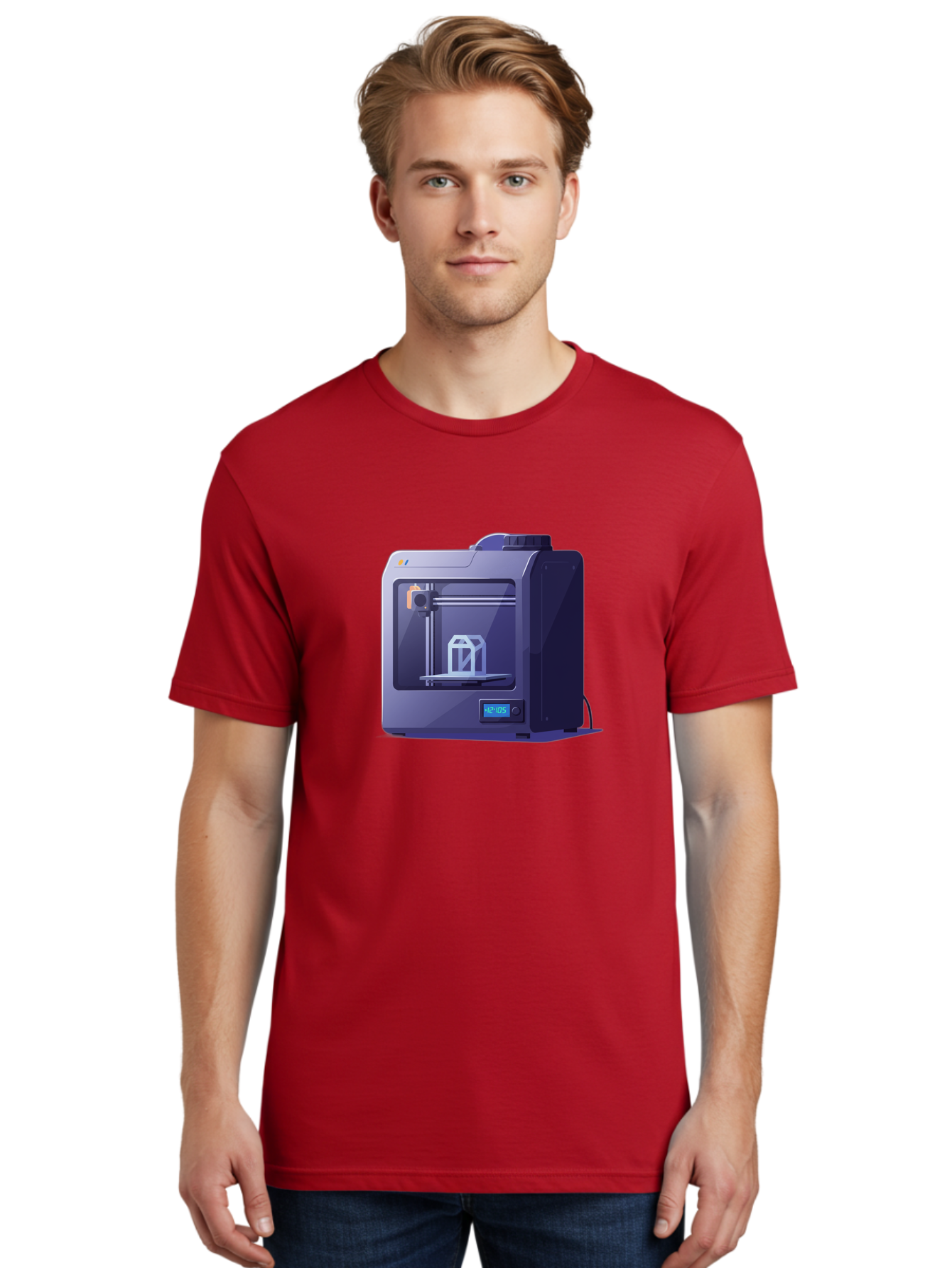 3D-Printer-31 Men'S Graphic Tee, 100% Cotton, Comfortable Casual Summer Wear, Machine Washable, 3D Printing Technology, Additive Manufacturing, Digital Fabrication, 3D Modeling, Prototyping, Product Design, 3D Printing Process, 12:10:51 Baa026