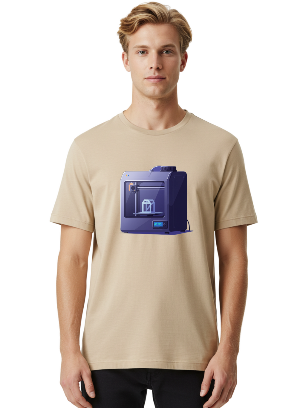 3D-Printer-31 Men'S Graphic Tee, 100% Cotton, Comfortable Casual Summer Wear, Machine Washable, 3D Printing Technology, Additive Manufacturing, Digital Fabrication, 3D Modeling, Prototyping, Product Design, 3D Printing Process, 12:10:51 Baa026