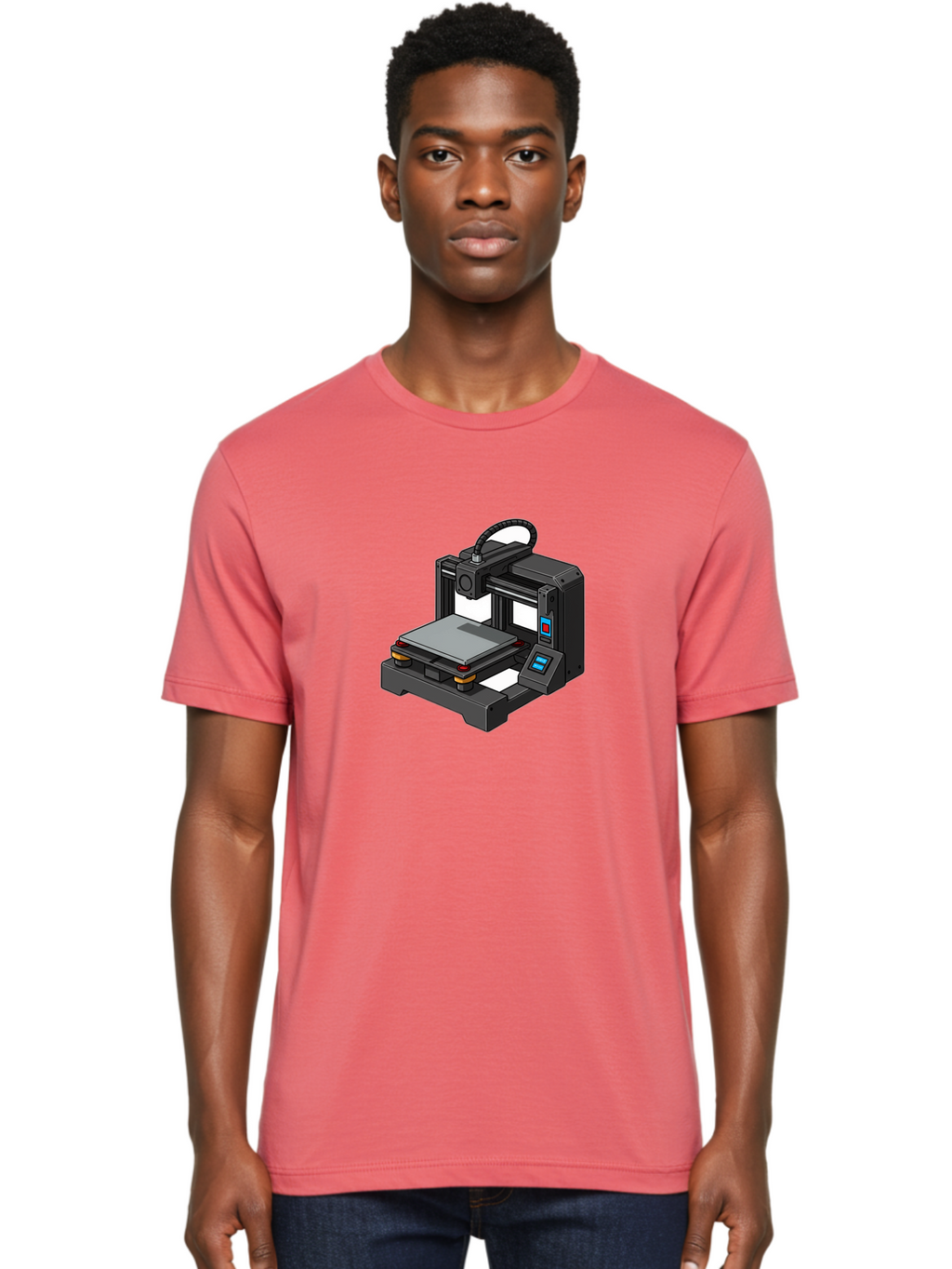 3D-Printer-32 Men'S Graphic Tee, 100% Cotton, Comfortable Casual Summer Wear, Machine Washable, 3D Printing Technology, Additive Manufacturing, Digital Fabrication, Rapid Prototyping, 3D Modeling, Printer Control Panel Baa027