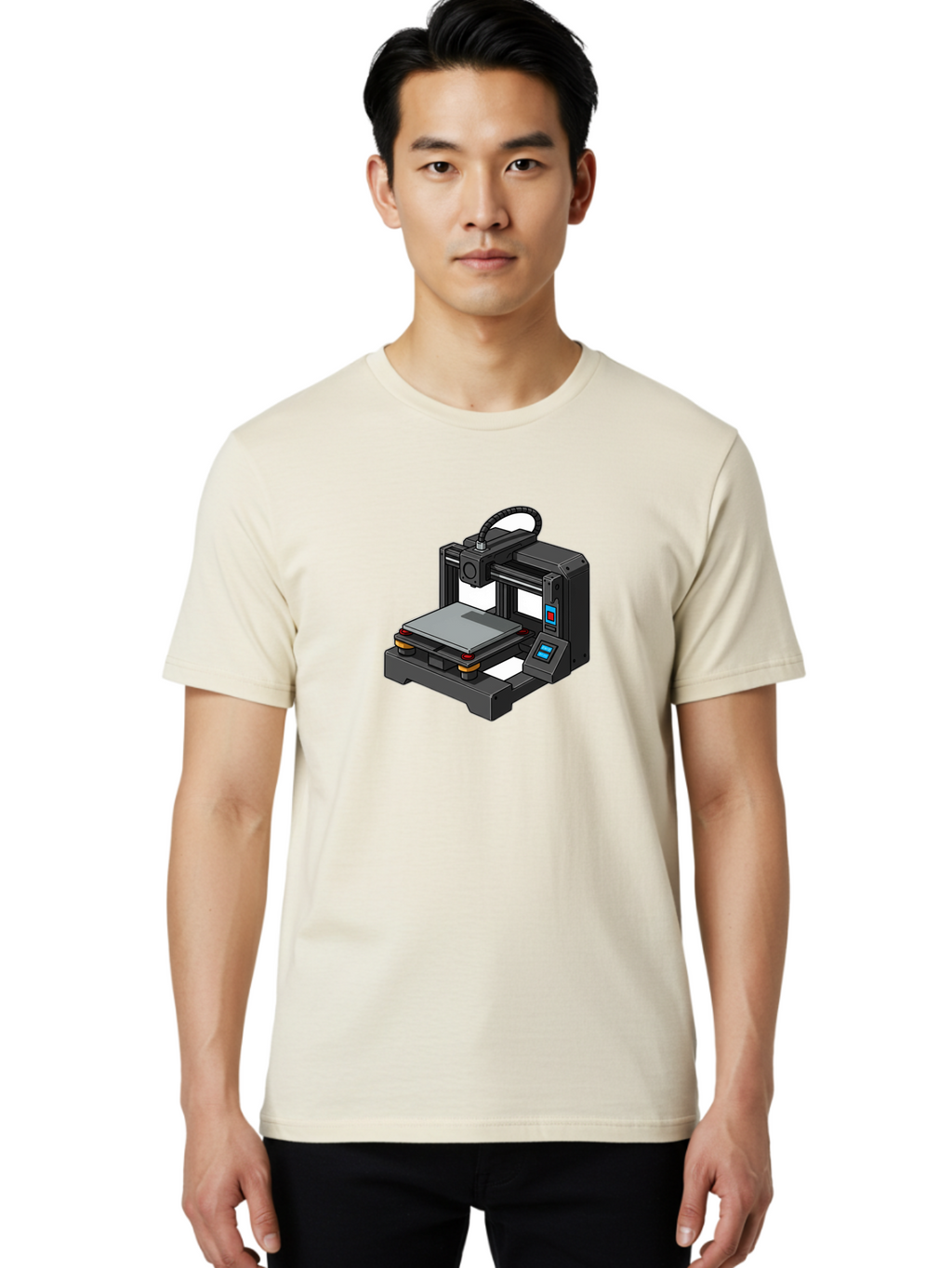 3D-Printer-32 Men'S Graphic Tee, 100% Cotton, Comfortable Casual Summer Wear, Machine Washable, 3D Printing Technology, Additive Manufacturing, Digital Fabrication, Rapid Prototyping, 3D Modeling, Printer Control Panel Baa027