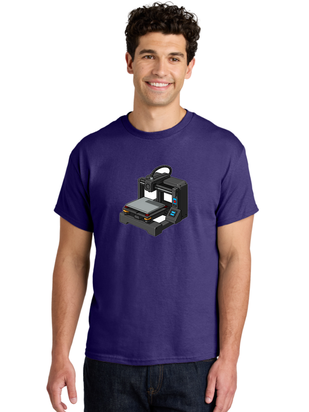 3D-Printer-32 Men'S Graphic Tee, 100% Cotton, Comfortable Casual Summer Wear, Machine Washable, 3D Printing Technology, Additive Manufacturing, Digital Fabrication, Rapid Prototyping, 3D Modeling, Printer Control Panel Baa027