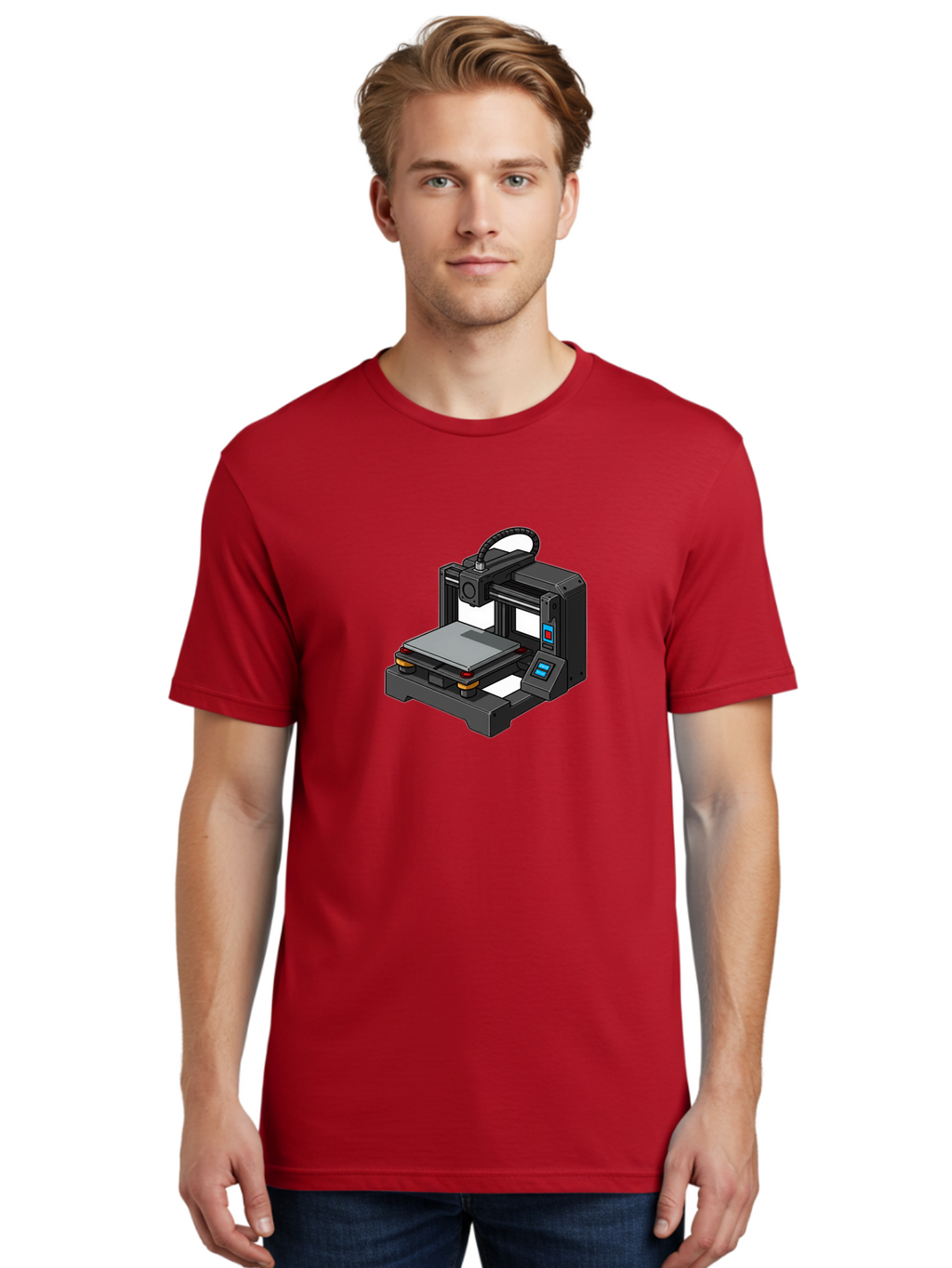 3D-Printer-32 Men'S Graphic Tee, 100% Cotton, Comfortable Casual Summer Wear, Machine Washable, 3D Printing Technology, Additive Manufacturing, Digital Fabrication, Rapid Prototyping, 3D Modeling, Printer Control Panel Baa027