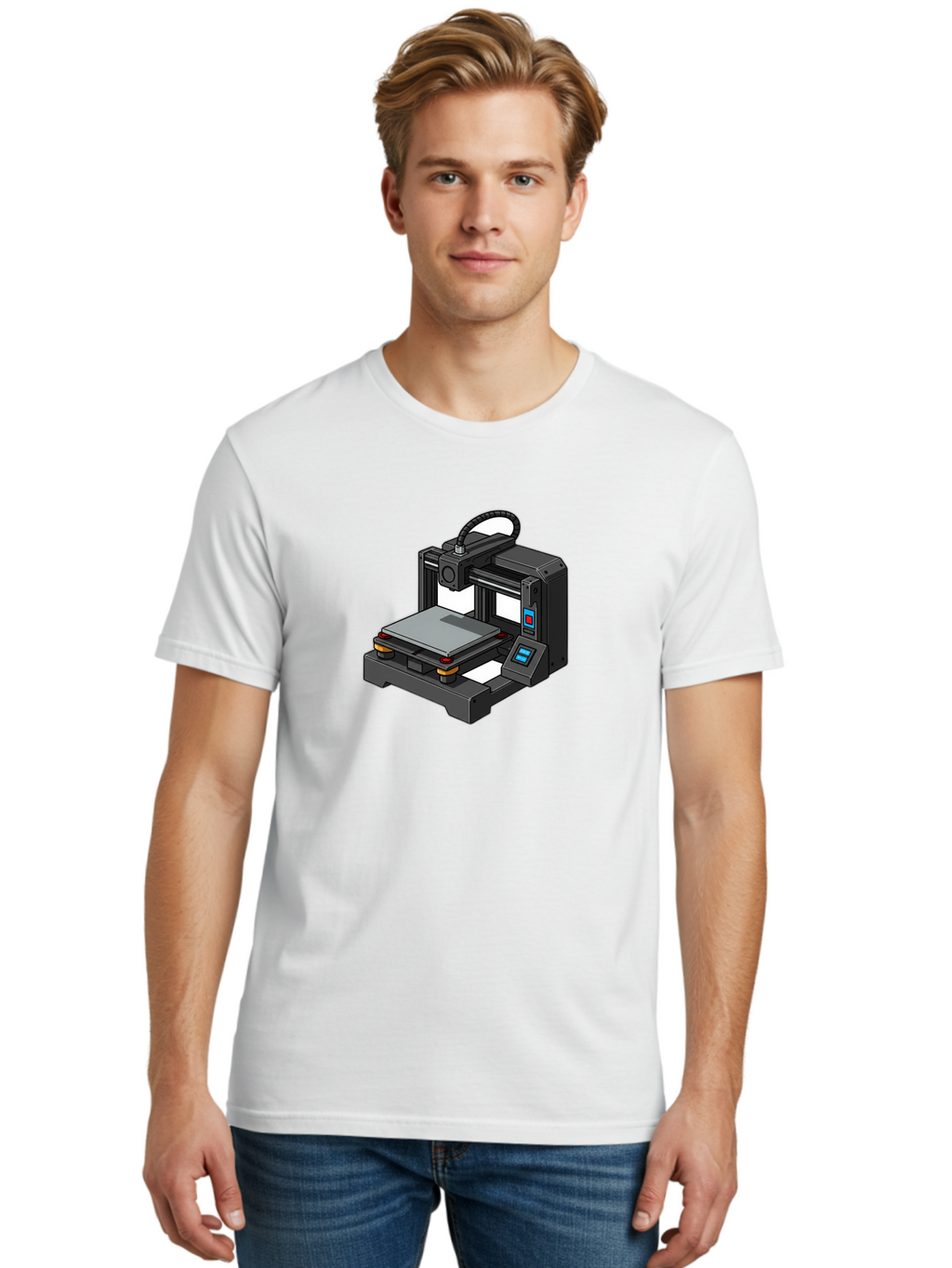 3D-Printer-32 Men'S Graphic Tee, 100% Cotton, Comfortable Casual Summer Wear, Machine Washable, 3D Printing Technology, Additive Manufacturing, Digital Fabrication, Rapid Prototyping, 3D Modeling, Printer Control Panel Baa027