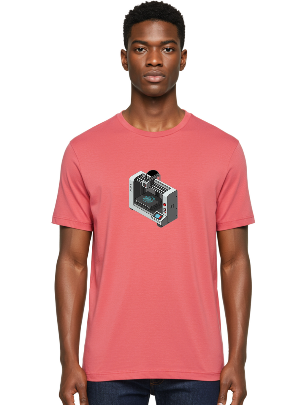3D-Printer-33 Men'S Graphic Tee, 100% Cotton, Comfortable Casual Summer Wear, Machine Washable, 3D Printing Technology, Additive Manufacturing, Digital Fabrication, Rapid Prototyping, Industrial Design, Futuristic Machinery, Baa028