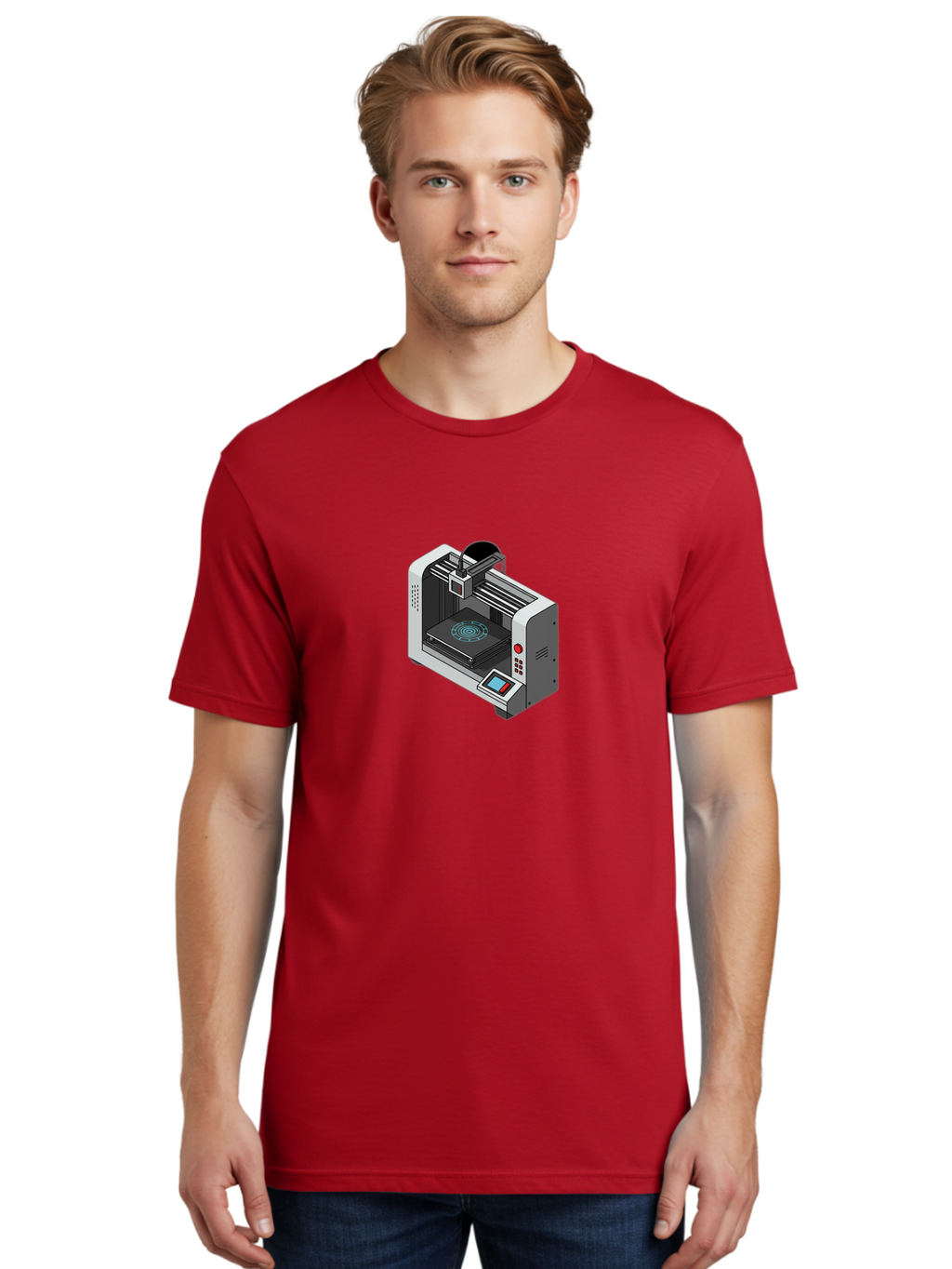 3D-Printer-33 Men'S Graphic Tee, 100% Cotton, Comfortable Casual Summer Wear, Machine Washable, 3D Printing Technology, Additive Manufacturing, Digital Fabrication, Rapid Prototyping, Industrial Design, Futuristic Machinery, Baa028