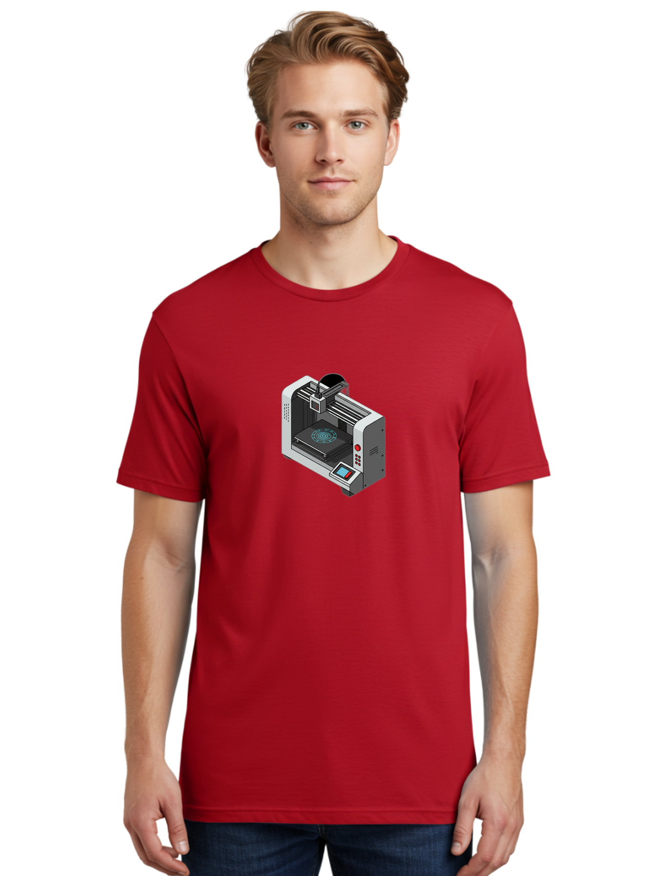 3D-Printer-33 Men'S Graphic Tee, 100% Cotton, Comfortable Casual Summer Wear, Machine Washable, 3D Printing Technology, Additive Manufacturing, Digital Fabrication, Rapid Prototyping, Industrial Design, Futuristic Machinery, Baa028