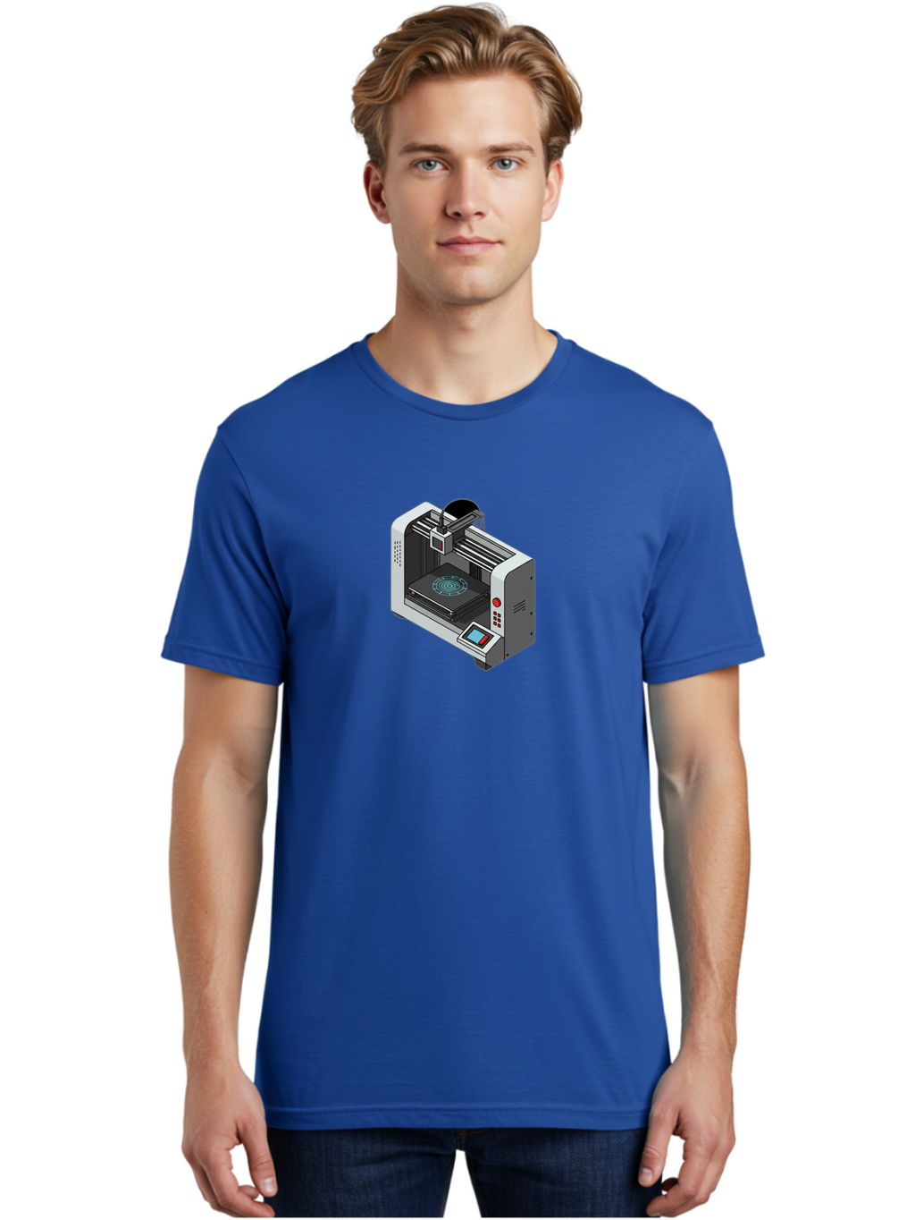 3D-Printer-33 Men'S Graphic Tee, 100% Cotton, Comfortable Casual Summer Wear, Machine Washable, 3D Printing Technology, Additive Manufacturing, Digital Fabrication, Rapid Prototyping, Industrial Design, Futuristic Machinery, Baa028