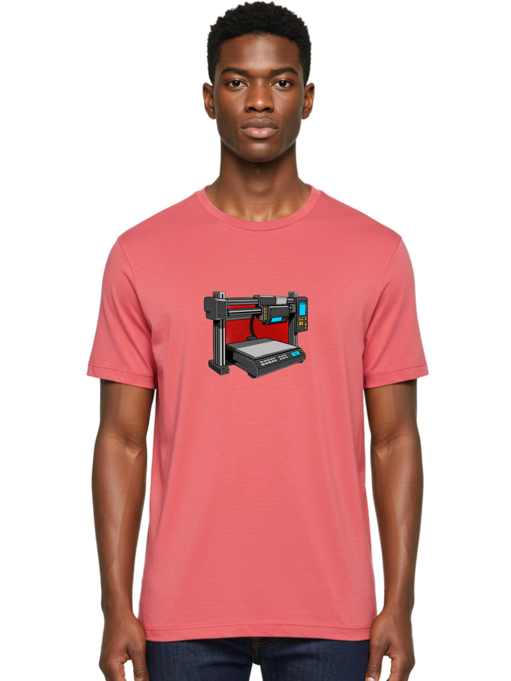 3D-Printer-34 Men'S Graphic Tee, 100% Cotton, Comfortable Casual Summer Wear, Machine Washable, 3D Printing Technology, Additive Manufacturing, Futuristic Machine, Digital Fabrication, Precise Printing, Industrial Design, Baa029