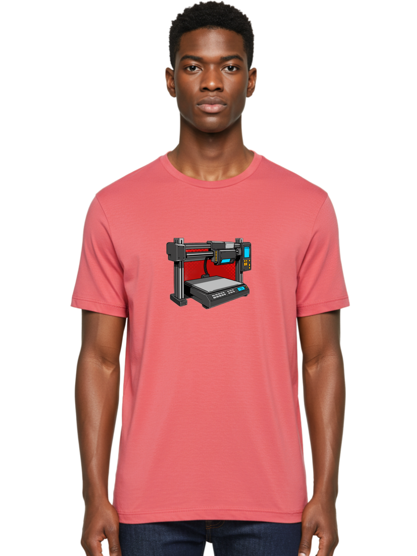 3D-Printer-34 Men'S Graphic Tee, 100% Cotton, Comfortable Casual Summer Wear, Machine Washable, 3D Printing Technology, Additive Manufacturing, Futuristic Machine, Digital Fabrication, Precise Printing, Industrial Design, Baa029