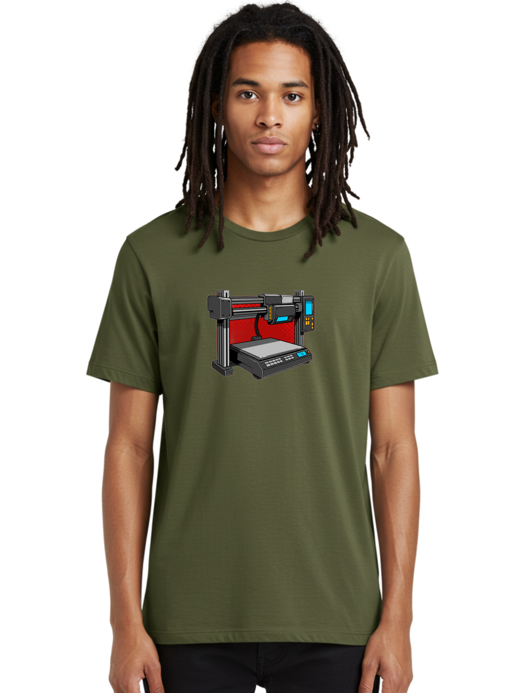 3D-Printer-34 Men'S Graphic Tee, 100% Cotton, Comfortable Casual Summer Wear, Machine Washable, 3D Printing Technology, Additive Manufacturing, Futuristic Machine, Digital Fabrication, Precise Printing, Industrial Design, Baa029